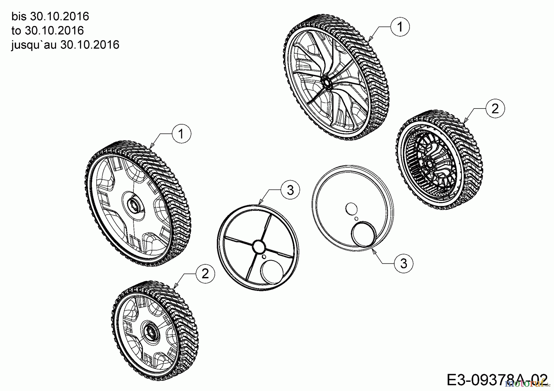  Troy-Bilt Petrol mower self propelled TB 240 12AVB2AQ311  (2016) Wheel dust covers, Wheels to 30.10.2016