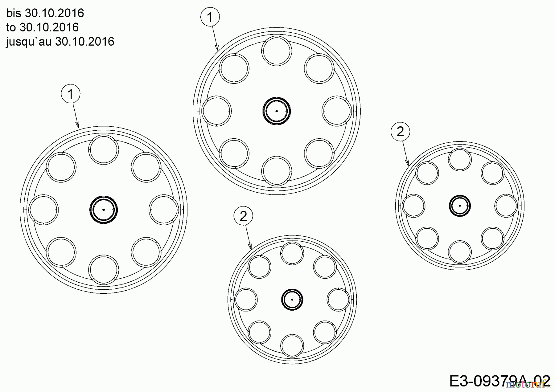  Troy-Bilt Petrol mower self propelled TB 230 12AVB2BV309  (2016) Hub caps to 30.10.2016