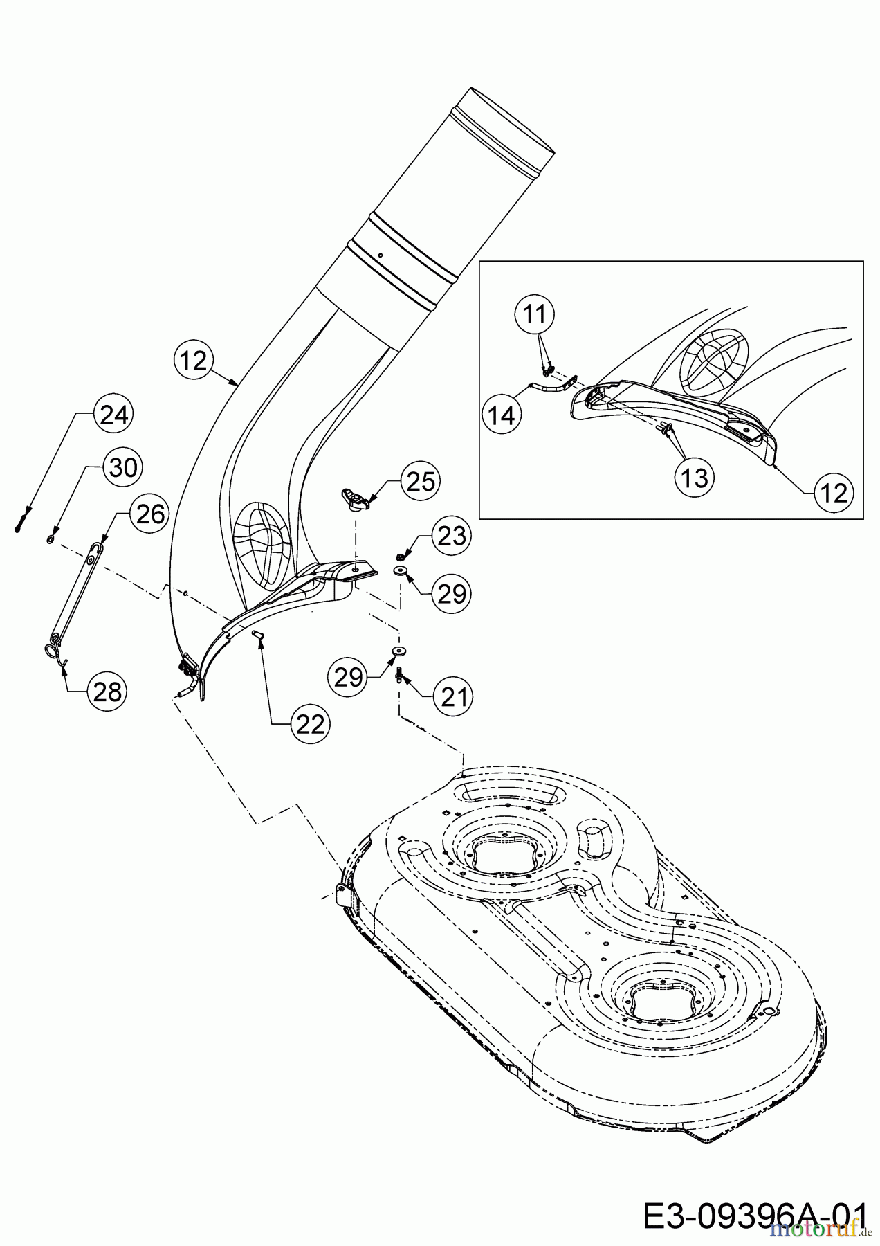  MTD Accessories Accessories Zero Turn Grass catcher for XZ 1 107 19C70020100  (2017) Discharge chute, Fixation discharge chute