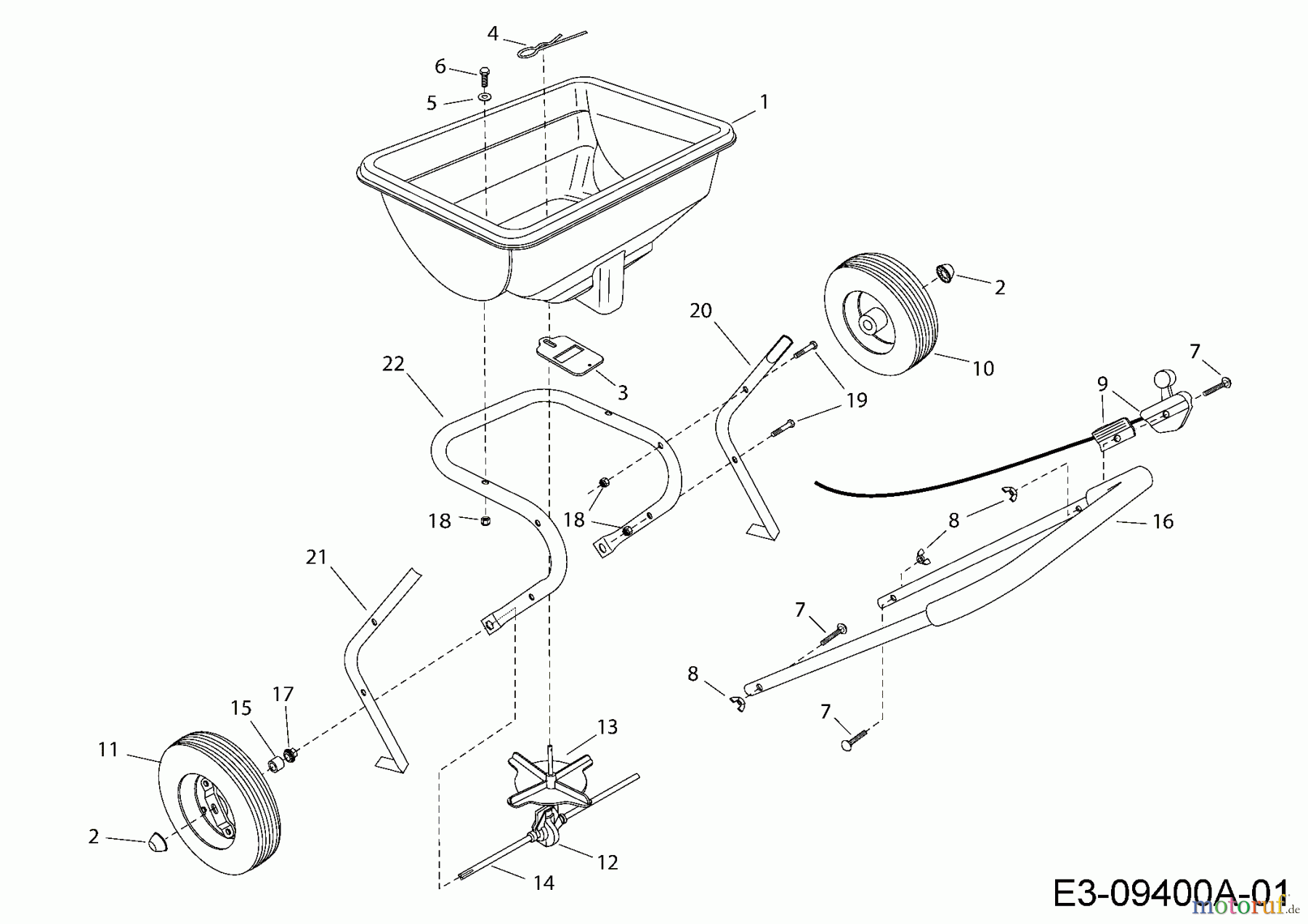  MTD Accessories Accessories hand held machines Spreader 45-0388  (196-055-000) 196-055-000  (2006) Basic machine