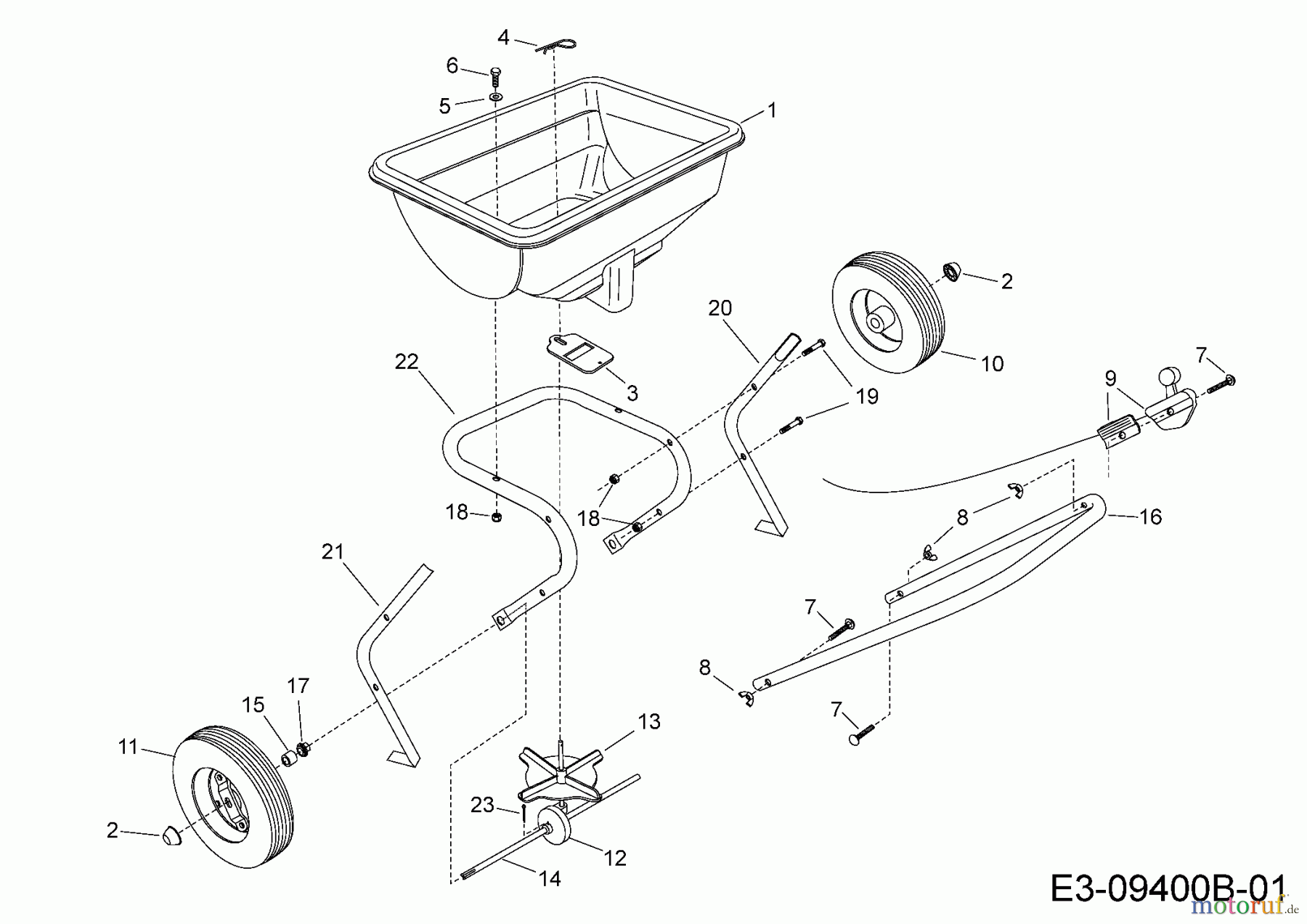  MTD Accessories Accessories hand held machines Spreader 45-03881  (196-055-000) 196-055-000  (2012) Basic machine