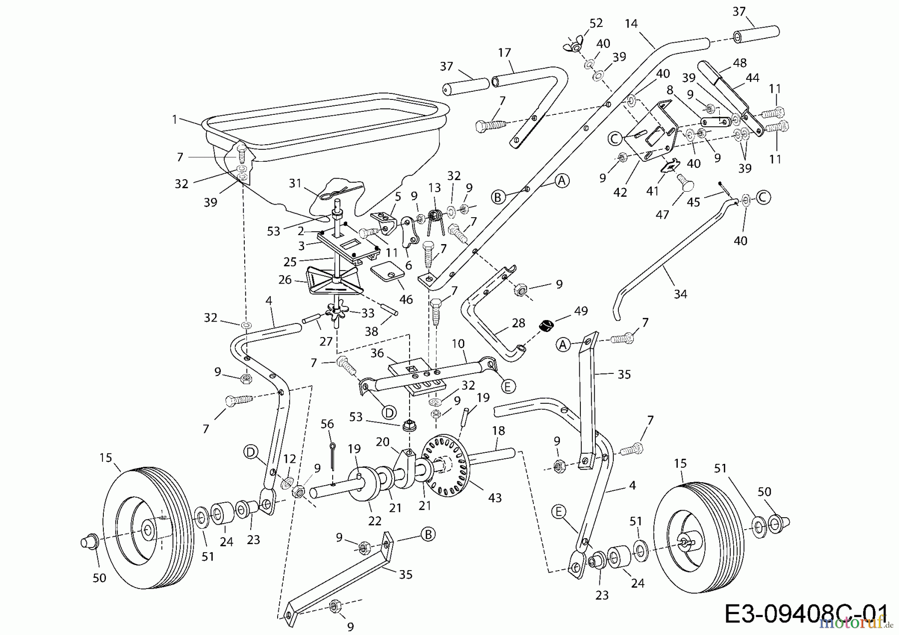  MTD Accessories Accessories hand held machines Spreader 45-02142  (190-524-000) 190-524-000  (2008) Basic machine