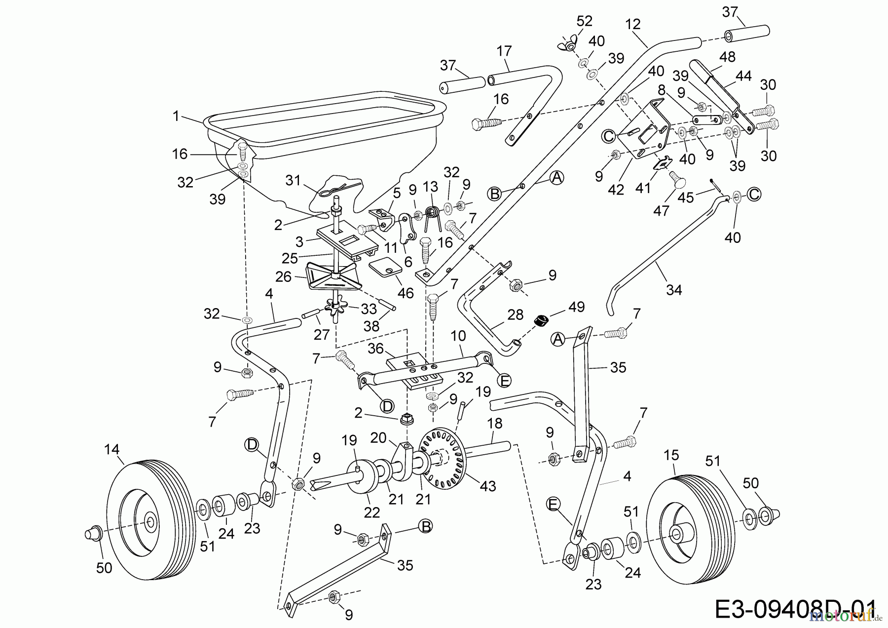  MTD Accessories Accessories hand held machines Spreader 45-02143  (190-524-000) 190-524-000  (2017) Basic machine