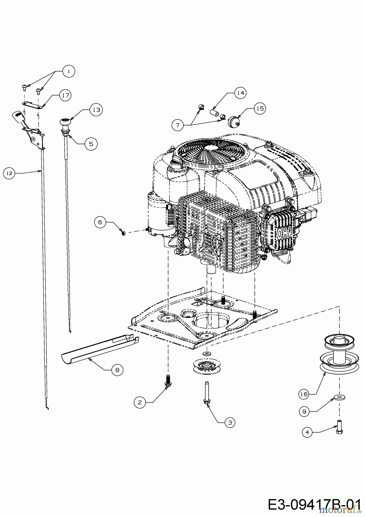  WOLF-Garten Expert Lawn tractors Scooter Pro Hydro 13A221HD650  (2018) Choke- and throttle control, Engine pulley, Engine accessories