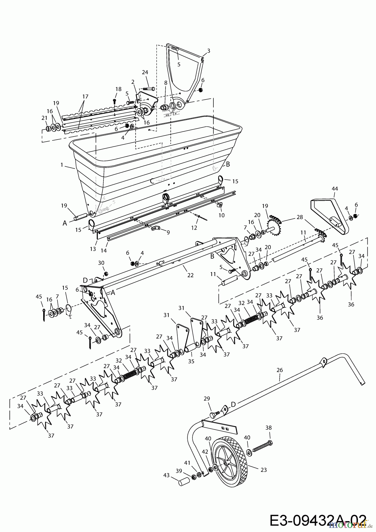  MTD Accessories Accessories garden and lawn tractors Groomer with spreader 45-03012  (196-064-000) 196-064-000  (2017) Basic machine