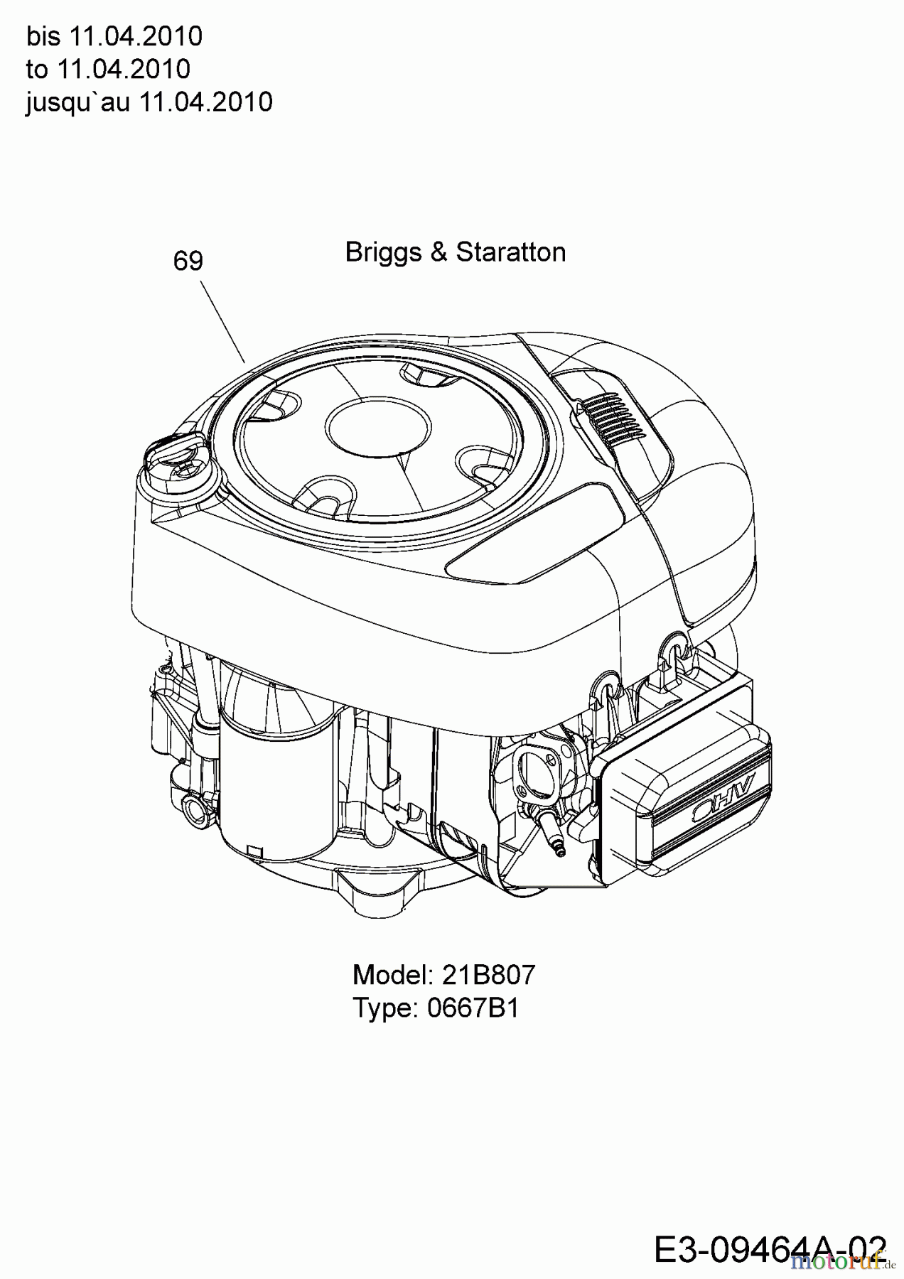  Lux Tools Lawn tractors RT 135-96 S 13AH77TF694  (2010) Engine B&S to 11.04.2010