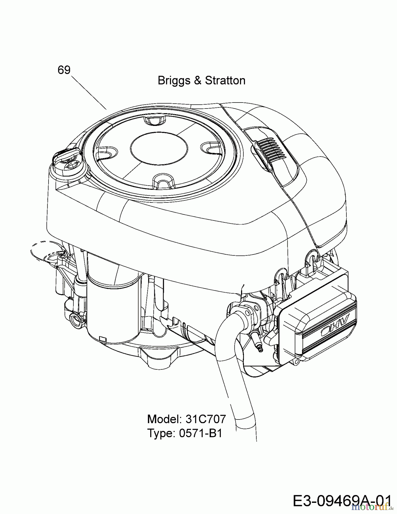  Oleo-Mac Lawn tractors Tornado 108/17,5 H 13AN79KG636  (2009) Engine B&S