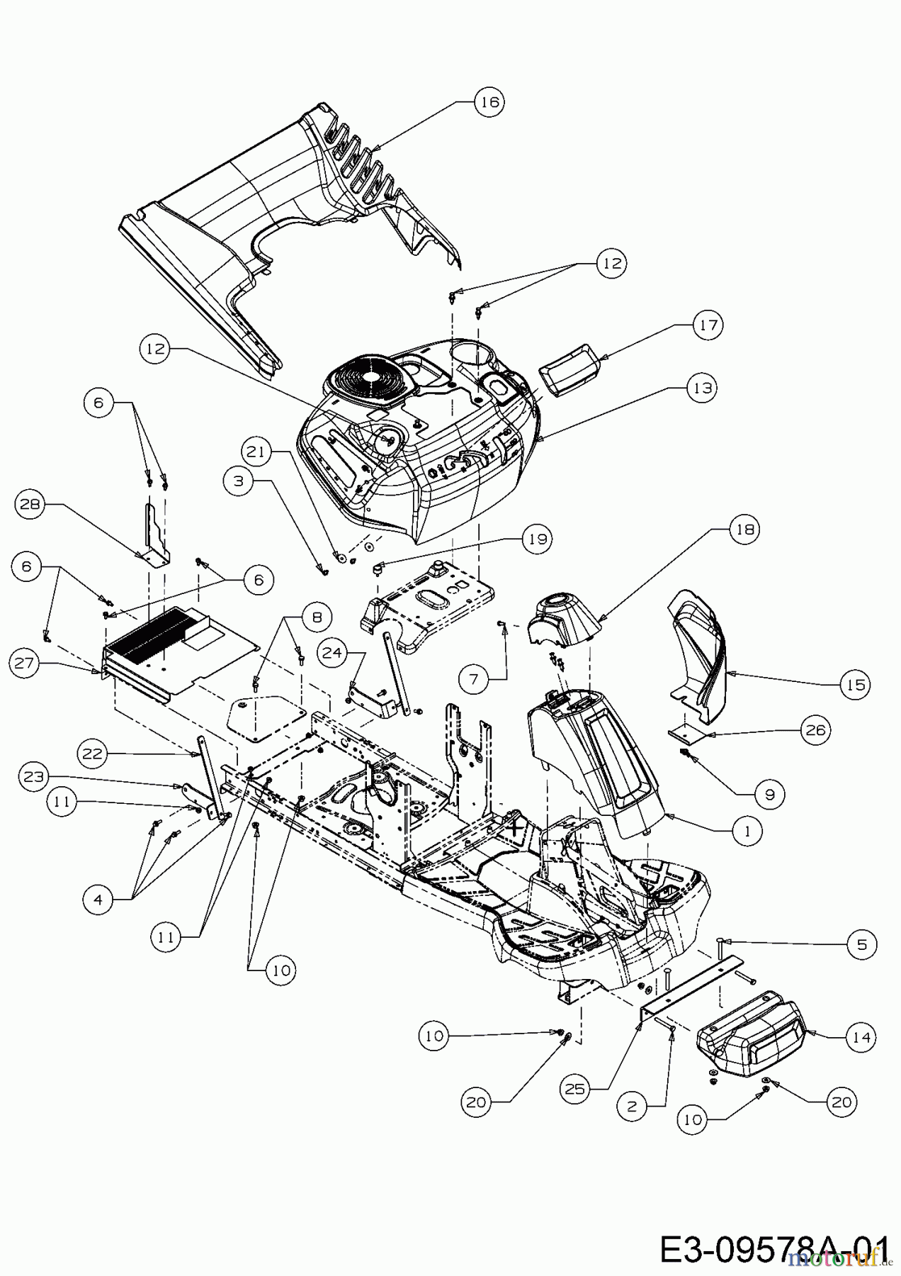  Wolf-Garten Lawn tractors Scooter Hydro 13A221SD650  (2017) Front weight, Cover panels