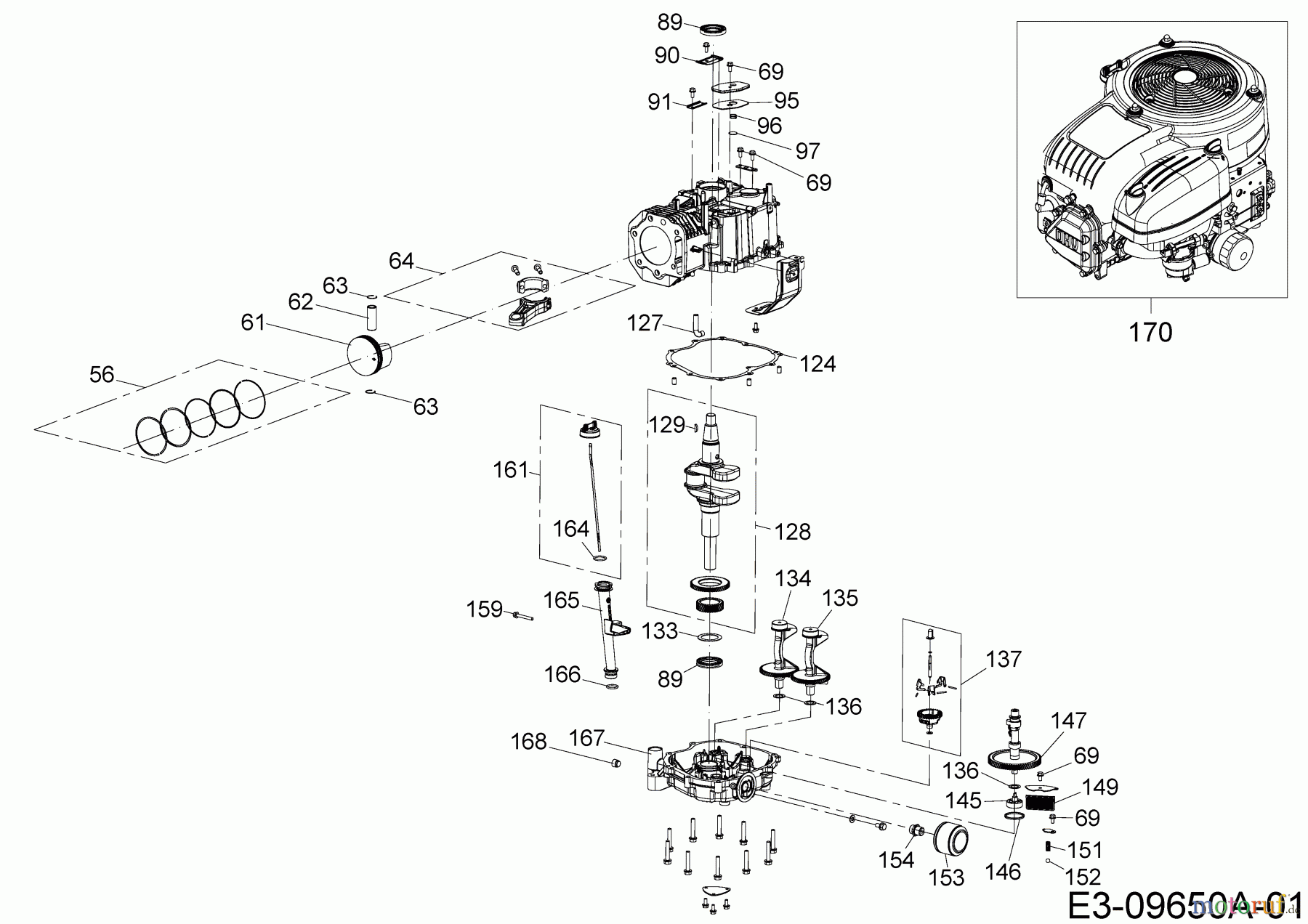  MTD-Engines Vertical 8X90ZU 752Z8X90ZU  (2016) Piston, Crankshaft, Sump base