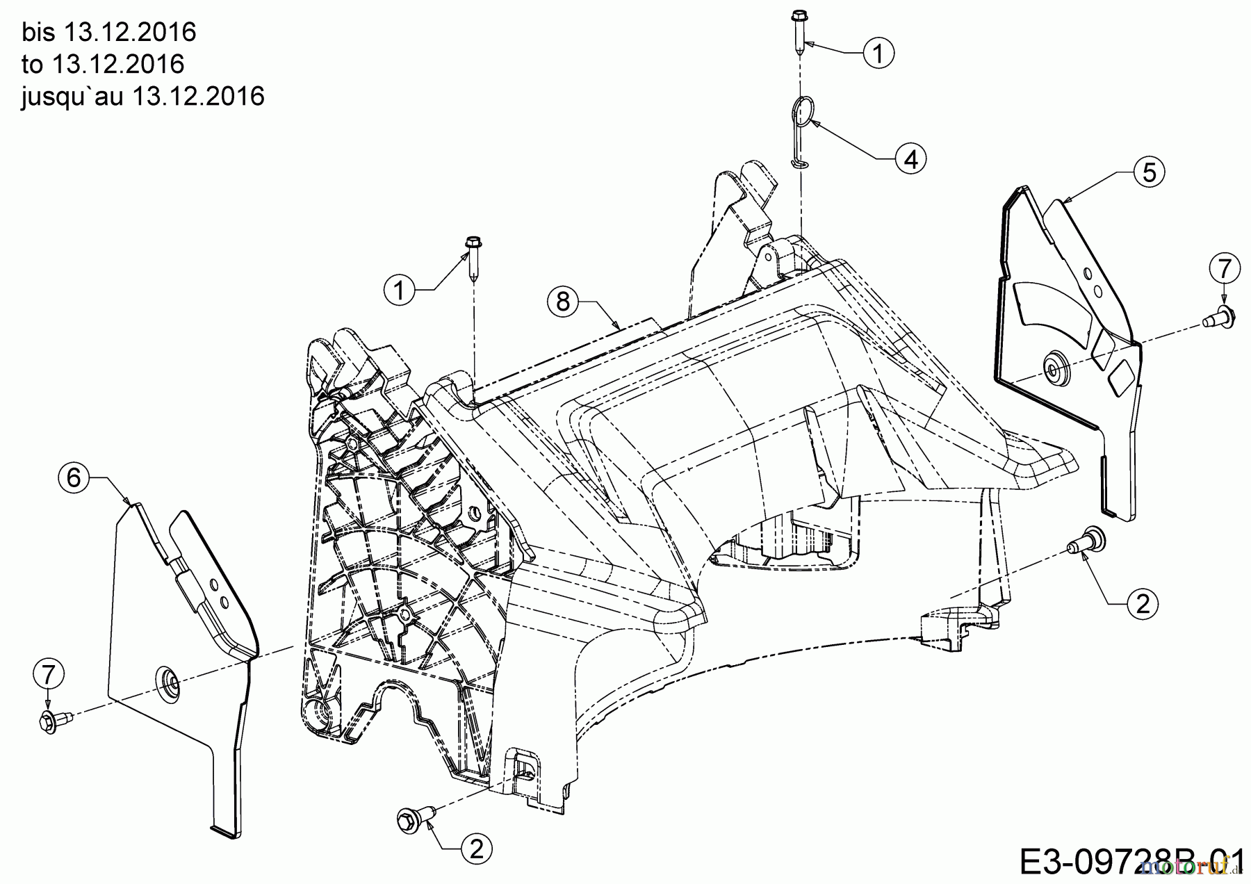  MTD Petrol mower self propelled 53 SPOSE 12AEPCS7678  (2017) Rear baffle, Handle bracket to 13.12.2016