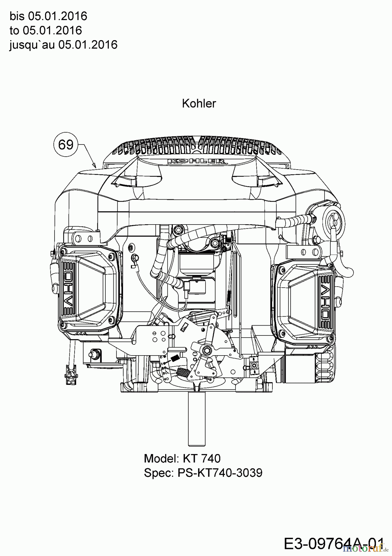  Cub Cadet Zero Turn Z-Force S 60 17BSDGHD010  (2016) Engine Kohler to 05.01.2016