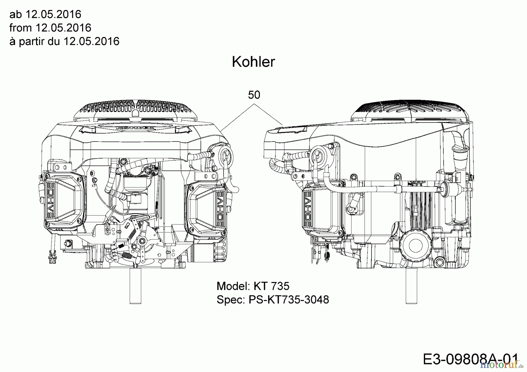  Cub Cadet Garden tractors CC 1224 KHP 14HQ94AP603  (2016) Engine Kohler from 12.05.2016