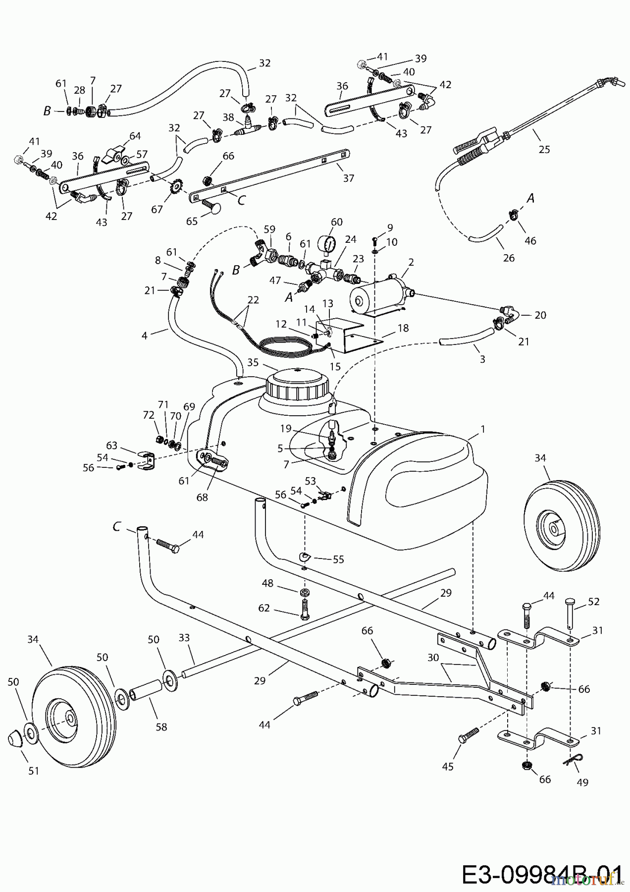  MTD Accessories Accessories garden and lawn tractors Sprayer 45-02921  (190-155-000) 190-155-000  (2007) Basic machine