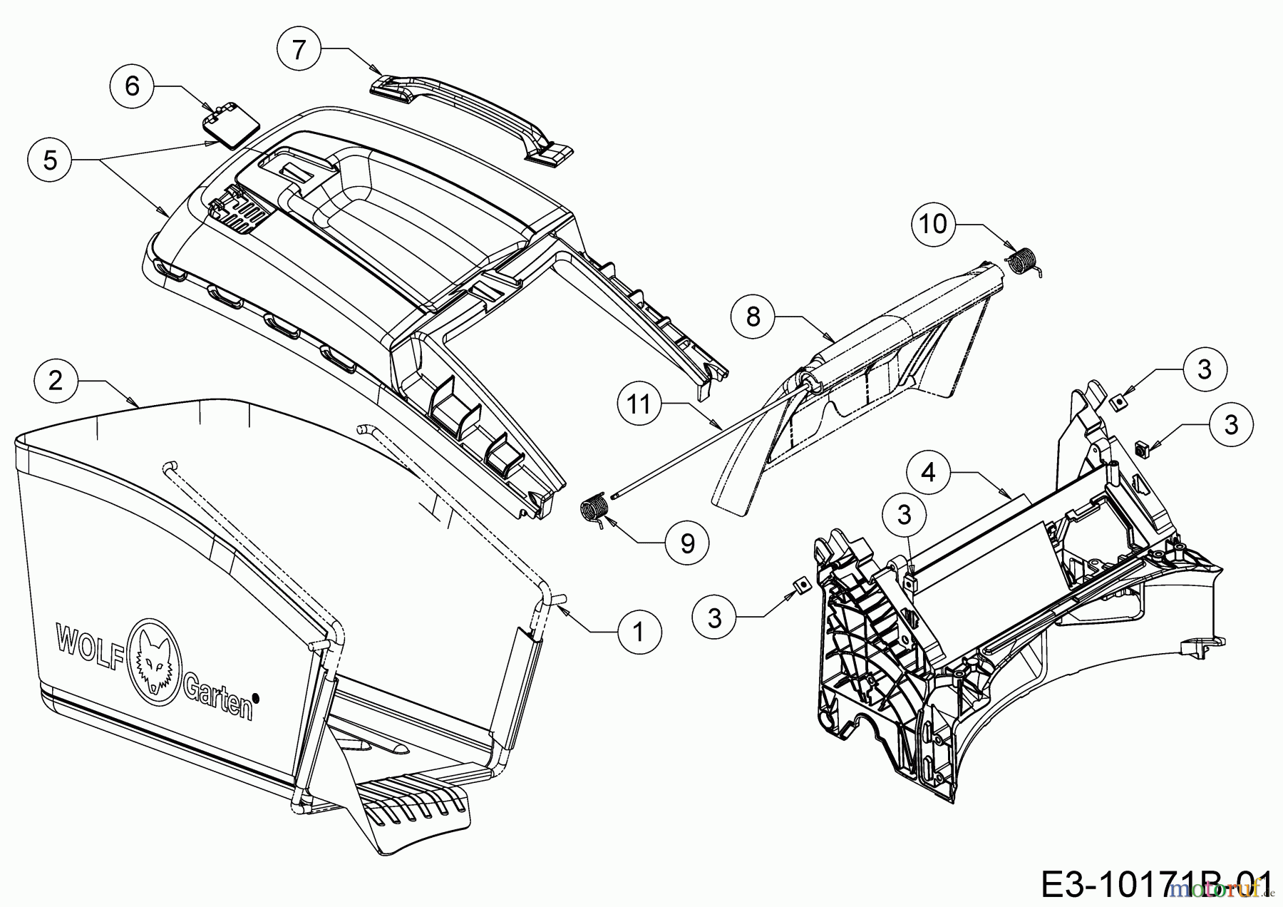  Wolf-Garten Petrol mower self propelled A 530 ASPHWIS 12AYPV7E650  (2018) Grass catcher, Rear flap, Rear baffle