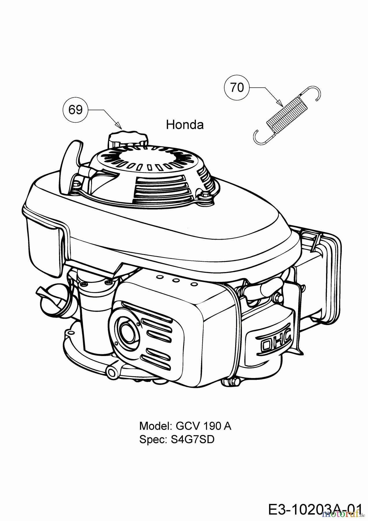  Wolf-Garten Petrol mower self propelled A 530 AVHWH 12AQPVEQ650  (2017) Engine Honda, Extension spring