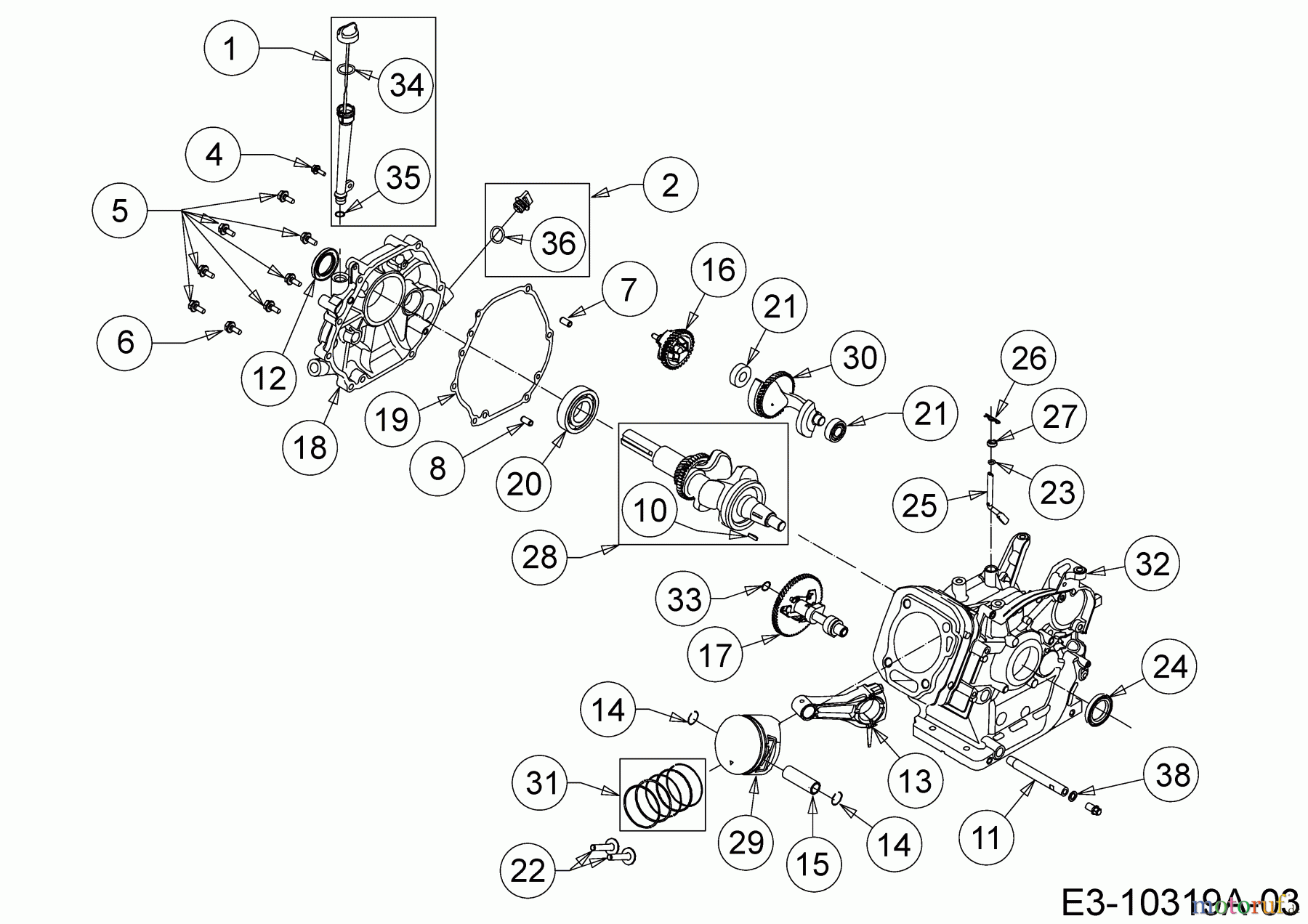  MTD-Engines Horizontal 690-WHA 752Z690-WHA  (2018) Piston, Camshaft, Crankshaft, Connecting rod