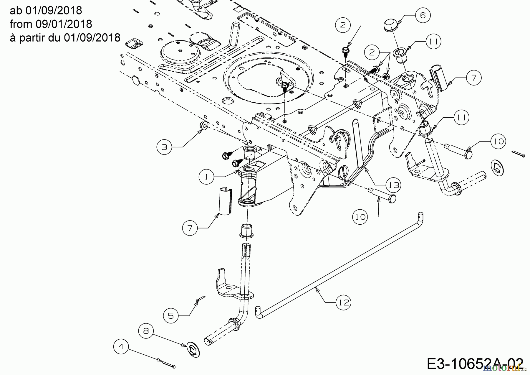  MTD Lawn tractors LT 92 EXT 13I276KE682  (2018) Front axle from 09/01/2018