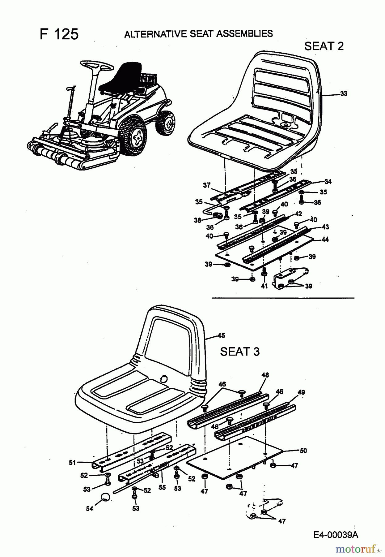  MTD Lawn tractors F 125 13A-522-678  (1999) Seat