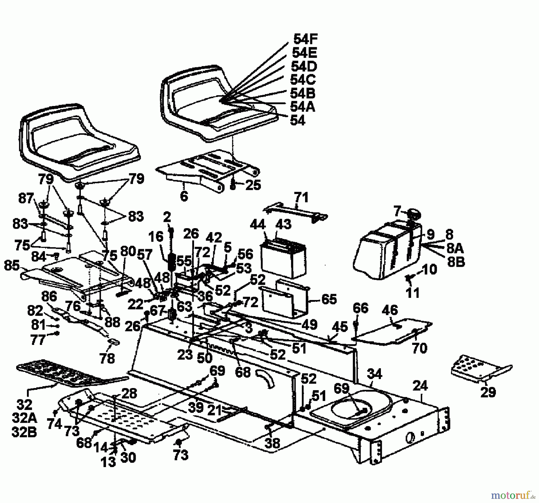  White Lawn tractors LH 145 13AM696G679  (1998) Frame, Seat, Fuel tank