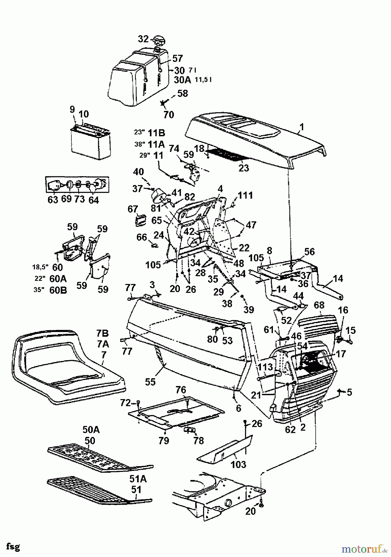  White Lawn tractors ET 145 13AM766N679  (1997) Engine hood 6-Style