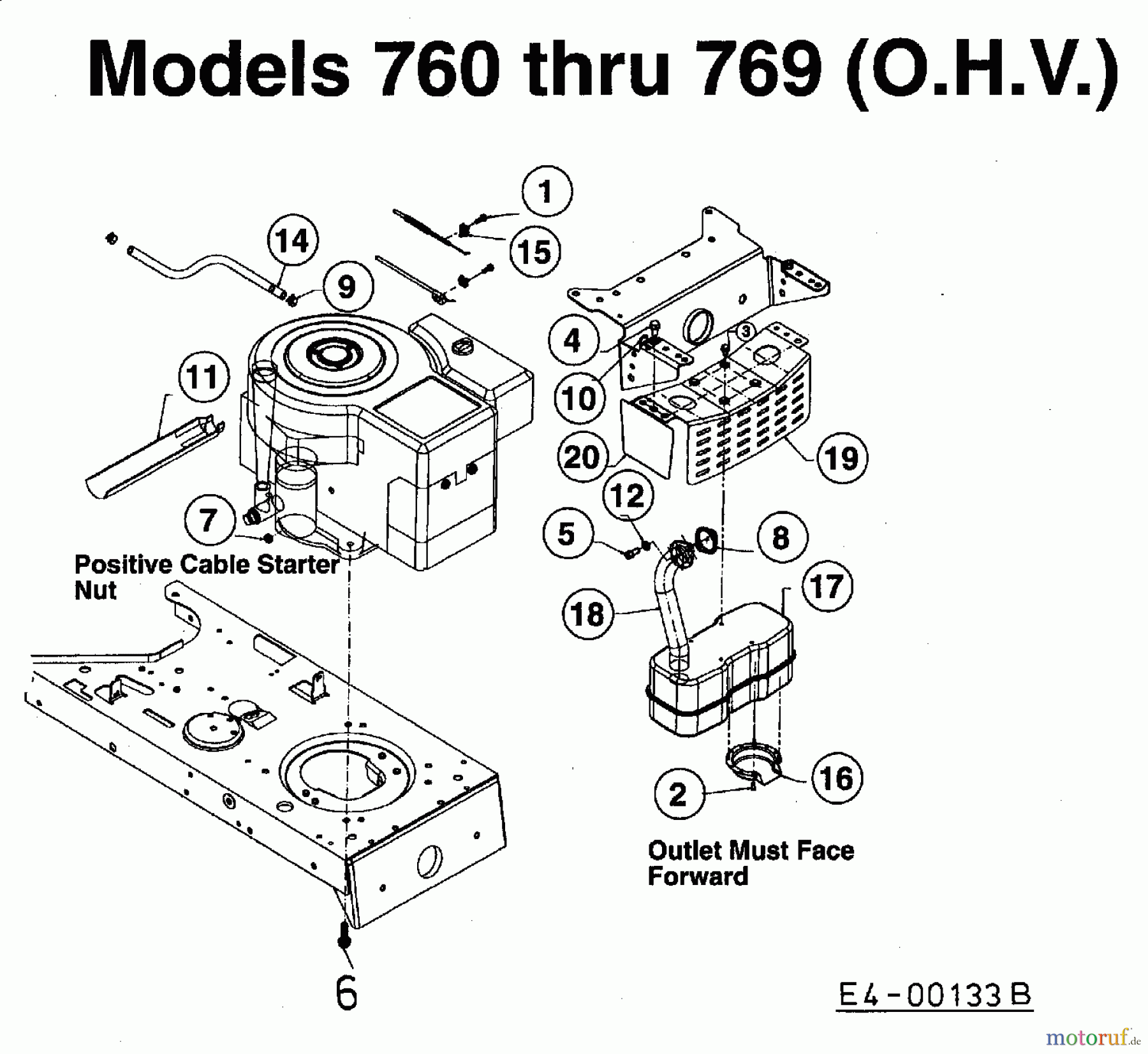  MTD untill 2011 Lawn tractors RH 180 13D7765N600  (2002) Engine accessories