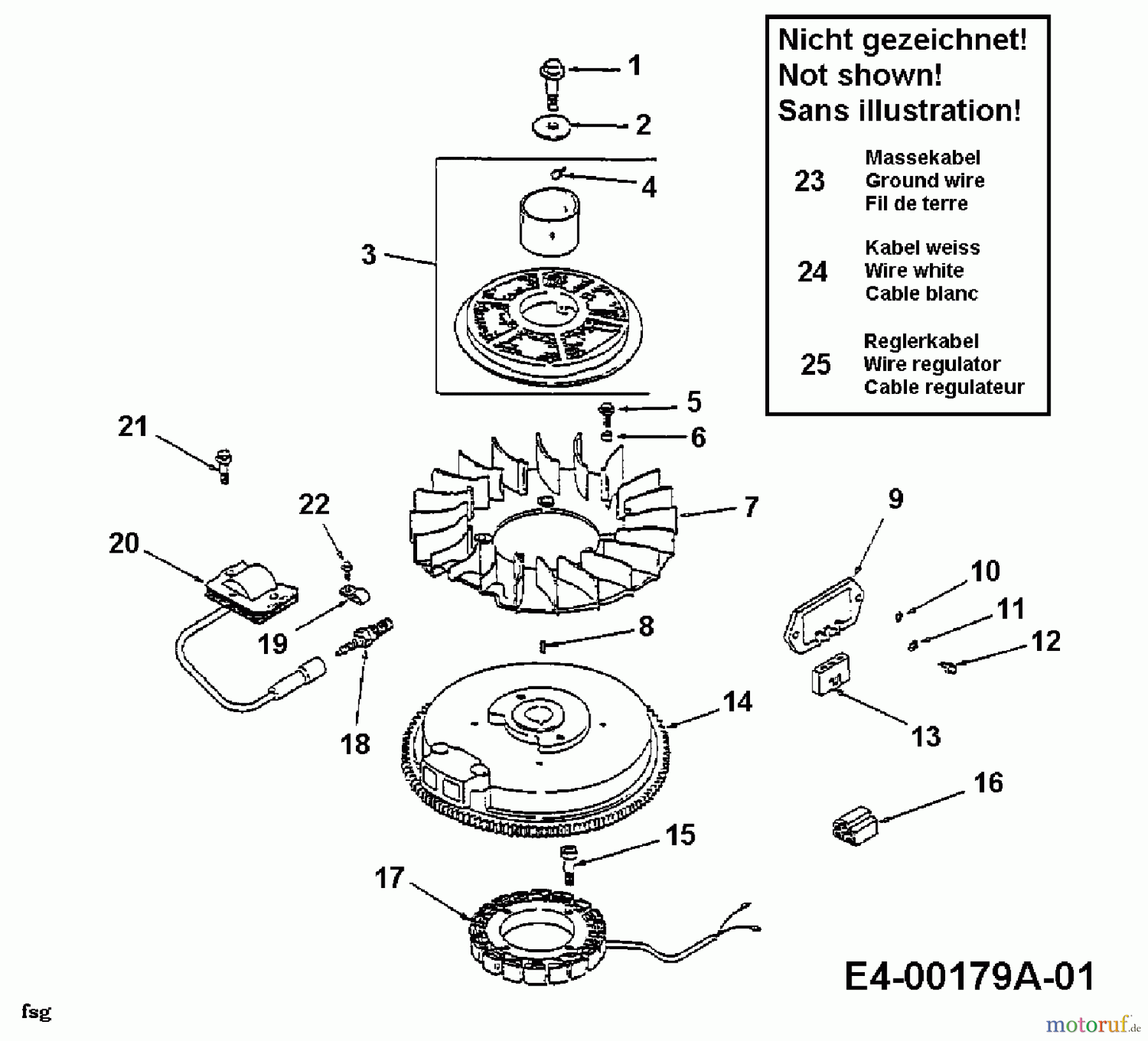  White Zero Turn 42 Z 53BA1A3G679  (1999) Blower housing, Flywheel, Recoil, Fuel tank, Ignition