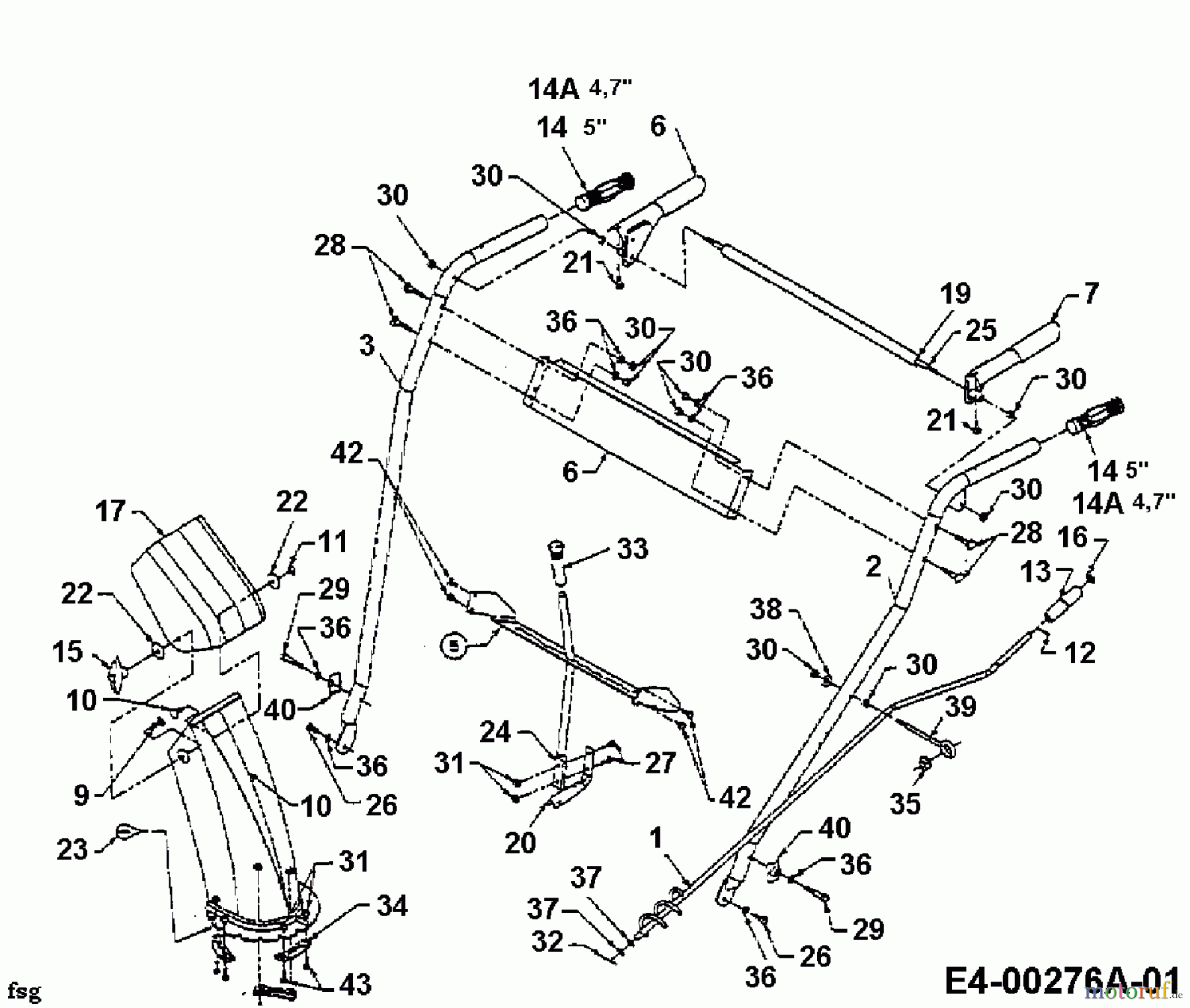  MTD Snow throwers 611 D 31A-611D678  (1999) Discharge chute, Handle