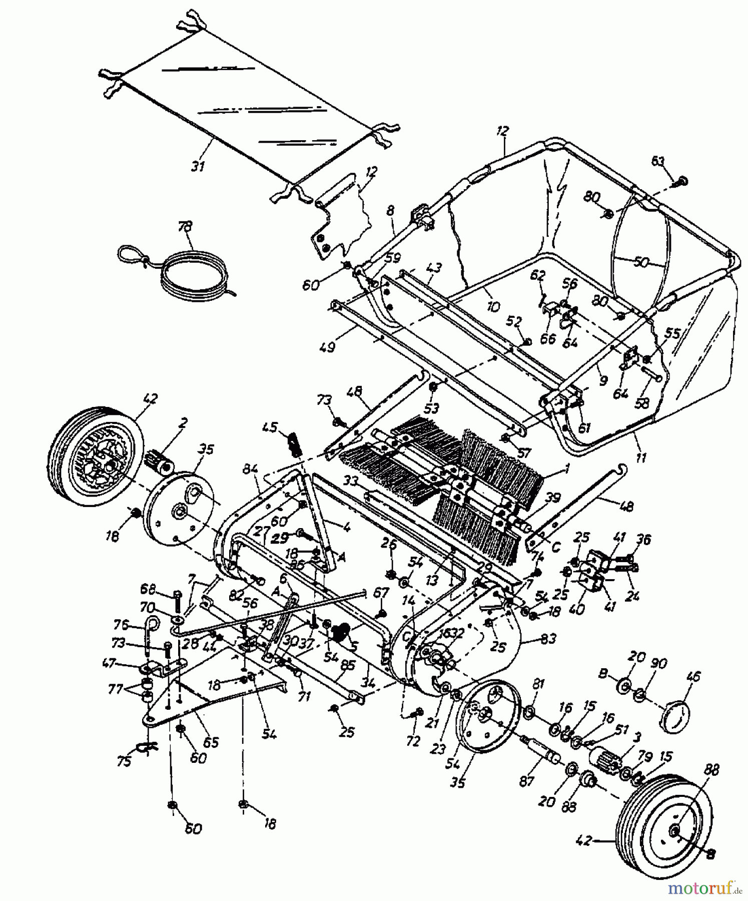  MTD Accessories Accessories garden and lawn tractors Sweeper 45-0219  (190-143-000) 190-143-000  (1999) Basic machine