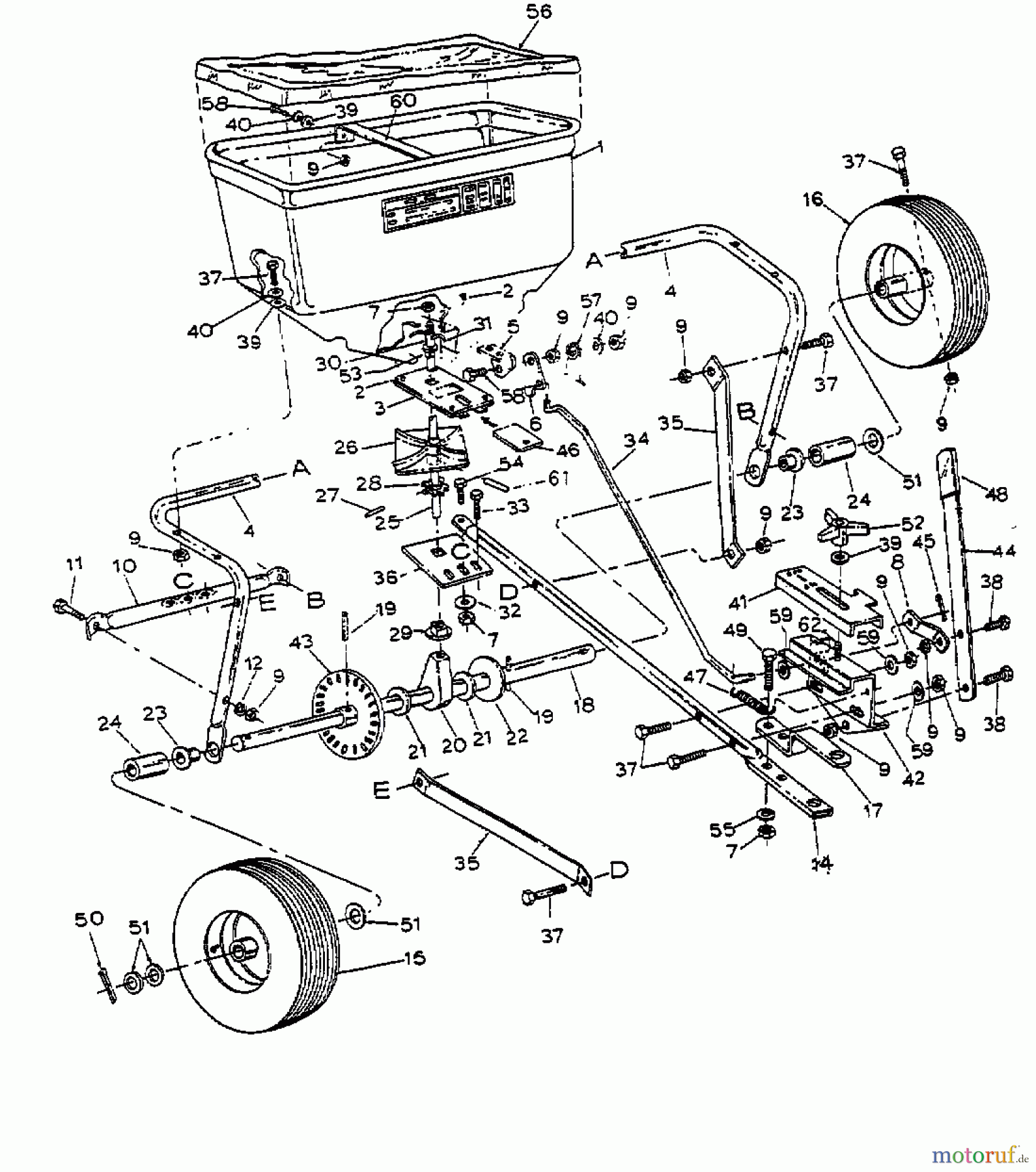  MTD Accessories Accessories garden and lawn tractors Spreader 45-01871  (190-438-000) 190-438-000  (1999) Basic machine