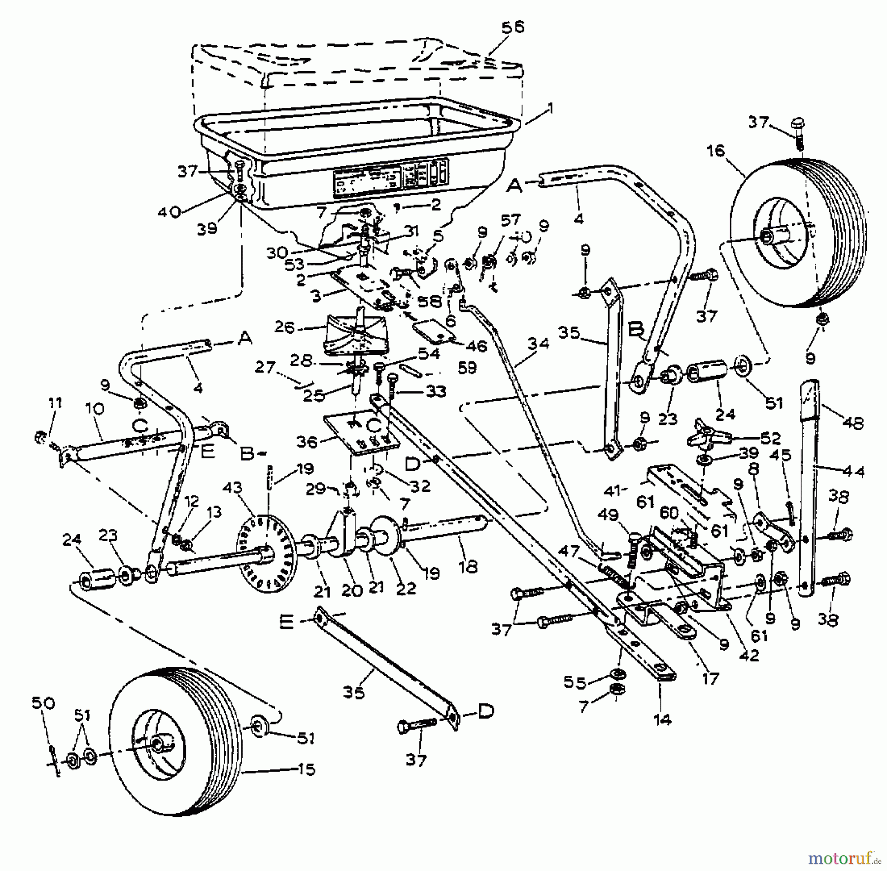  MTD Accessories Accessories garden and lawn tractors Spreader 45-02111  (190-455-000) 190-455-000  (1999) Basic machine