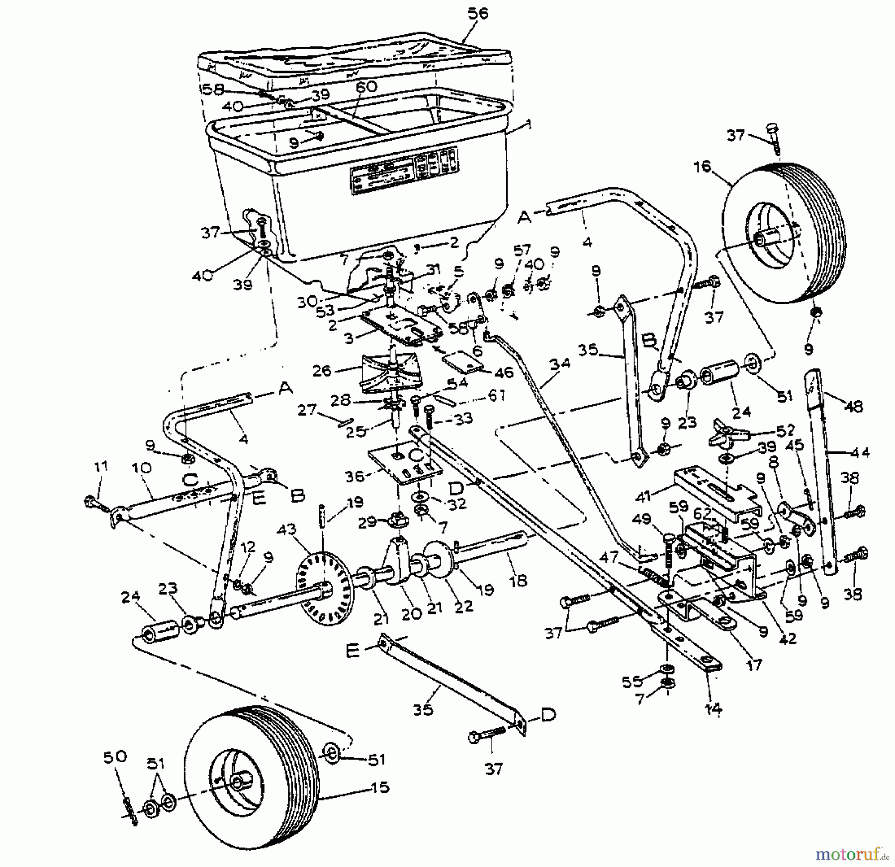  MTD Accessories Accessories garden and lawn tractors Spreader 45-01871  (190-438-000) 190-438-000  (1998) Basic machine