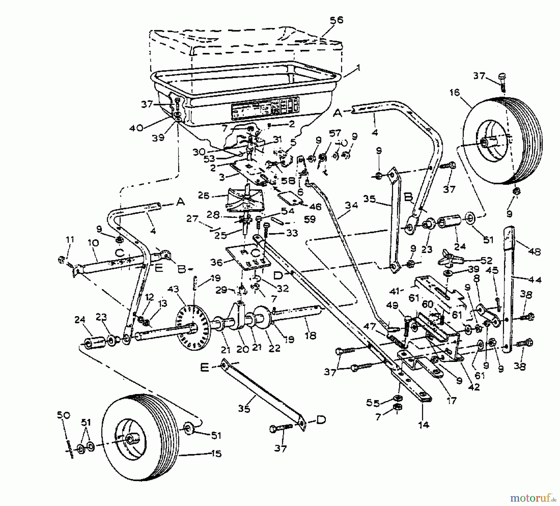  MTD Accessories Accessories garden and lawn tractors Spreader 45-0347  (190-455-000) 190-455-000  (1998) Basic machine