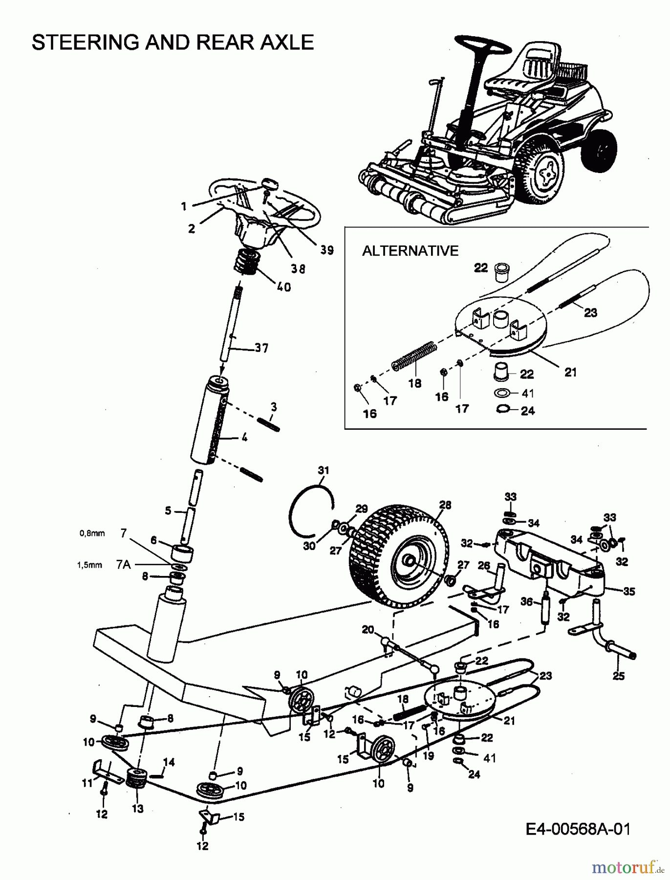  MTD Lawn tractors F 125 13A-522-678  (1998) Steering wheel, Steering column, Front wheels