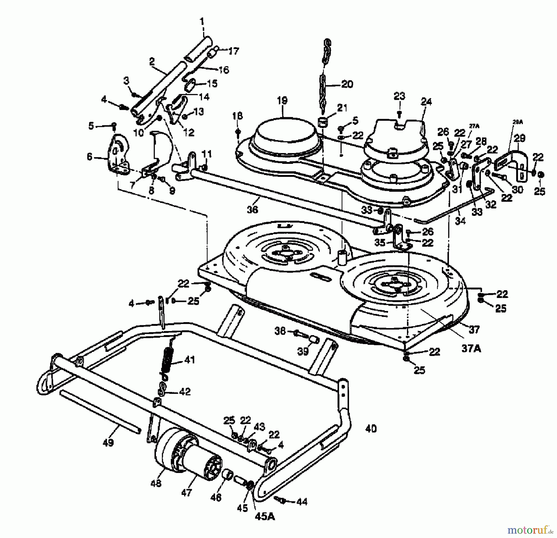  MTD Lawn tractors F 125 13A-522-678  (1998) Mowing deck F 125/FH 125