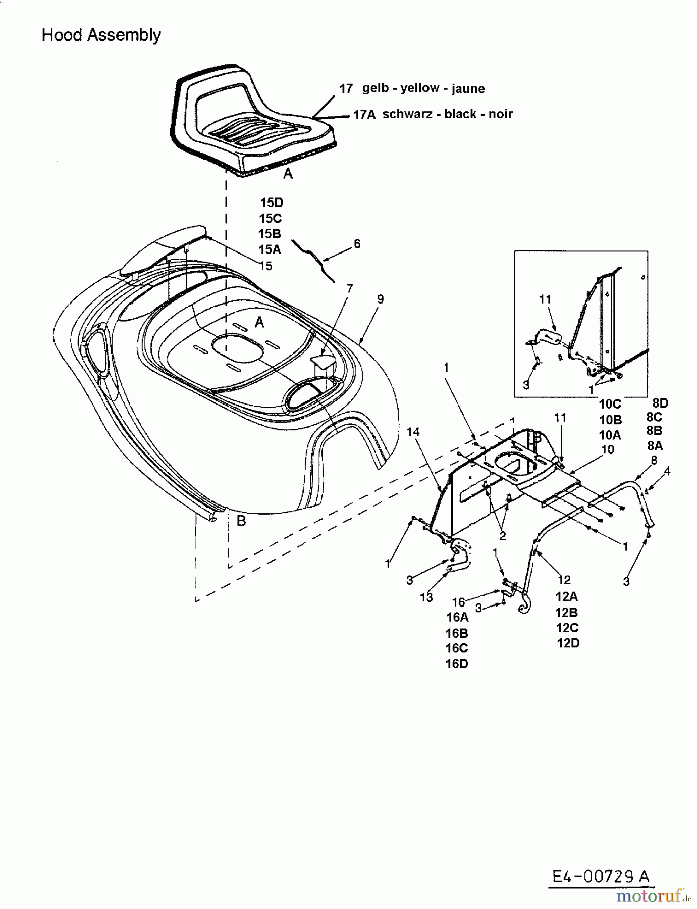  MTD Lawn tractors Sprinto 13A-312-678  (2003) Dashboard, Engine hood, Fender