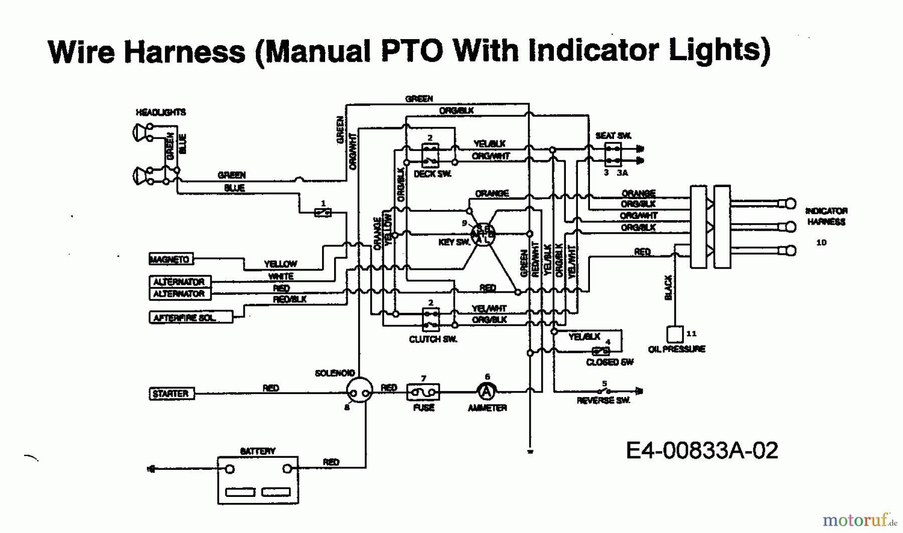  MTD Lawn tractors EH/130 13AA795N678  (1998) Wiring diagram with indicator lights