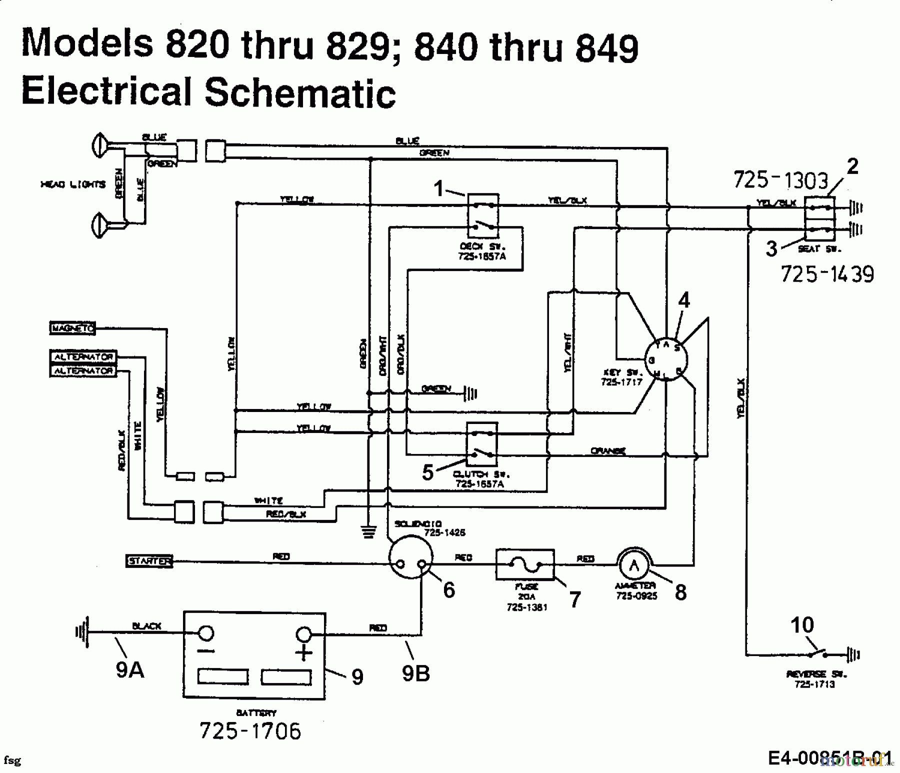  MTD Garden tractors G 185 14AJ848H678  (1999) Wiring diagram