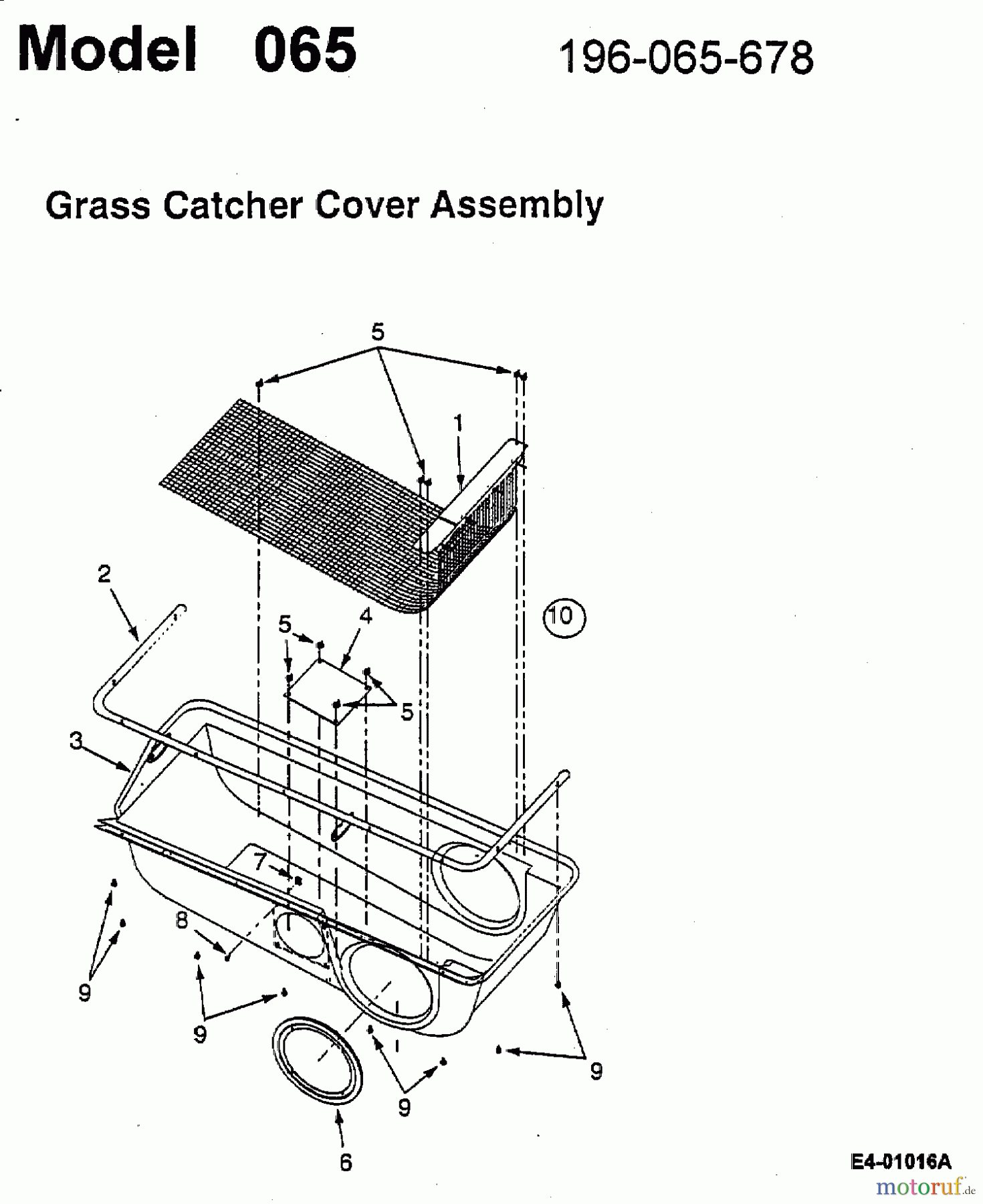  MTD Accessories Accessories garden and lawn tractors Grass catcher for 400 series 196-065-678  (1999) Cover grass bag