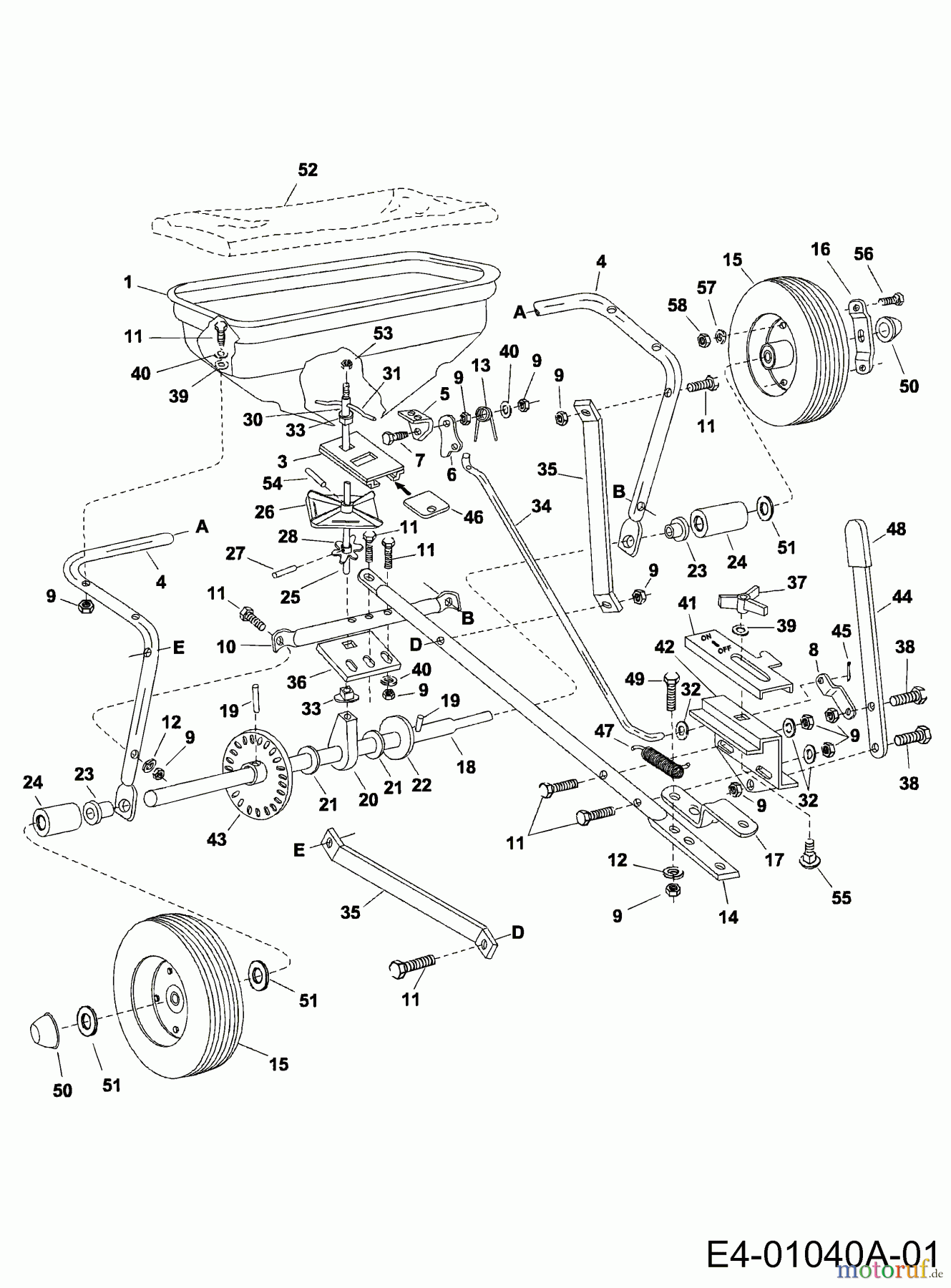  MTD Accessories Accessories garden and lawn tractors Spreader 45-02151  (190-525-000) 190-525-000  (1999) Basic machine