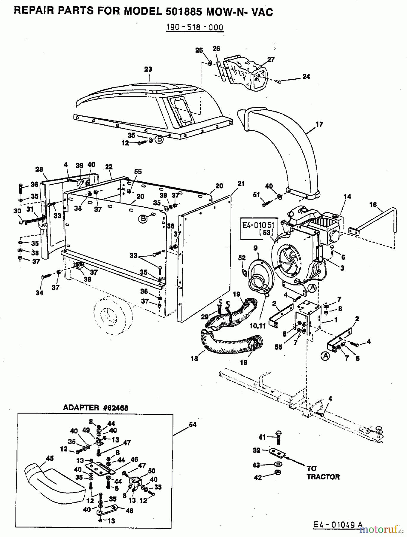  MTD Accessories Accessories garden and lawn tractors Blower Mow-Vac 45-01884  (2003) Discharge chute