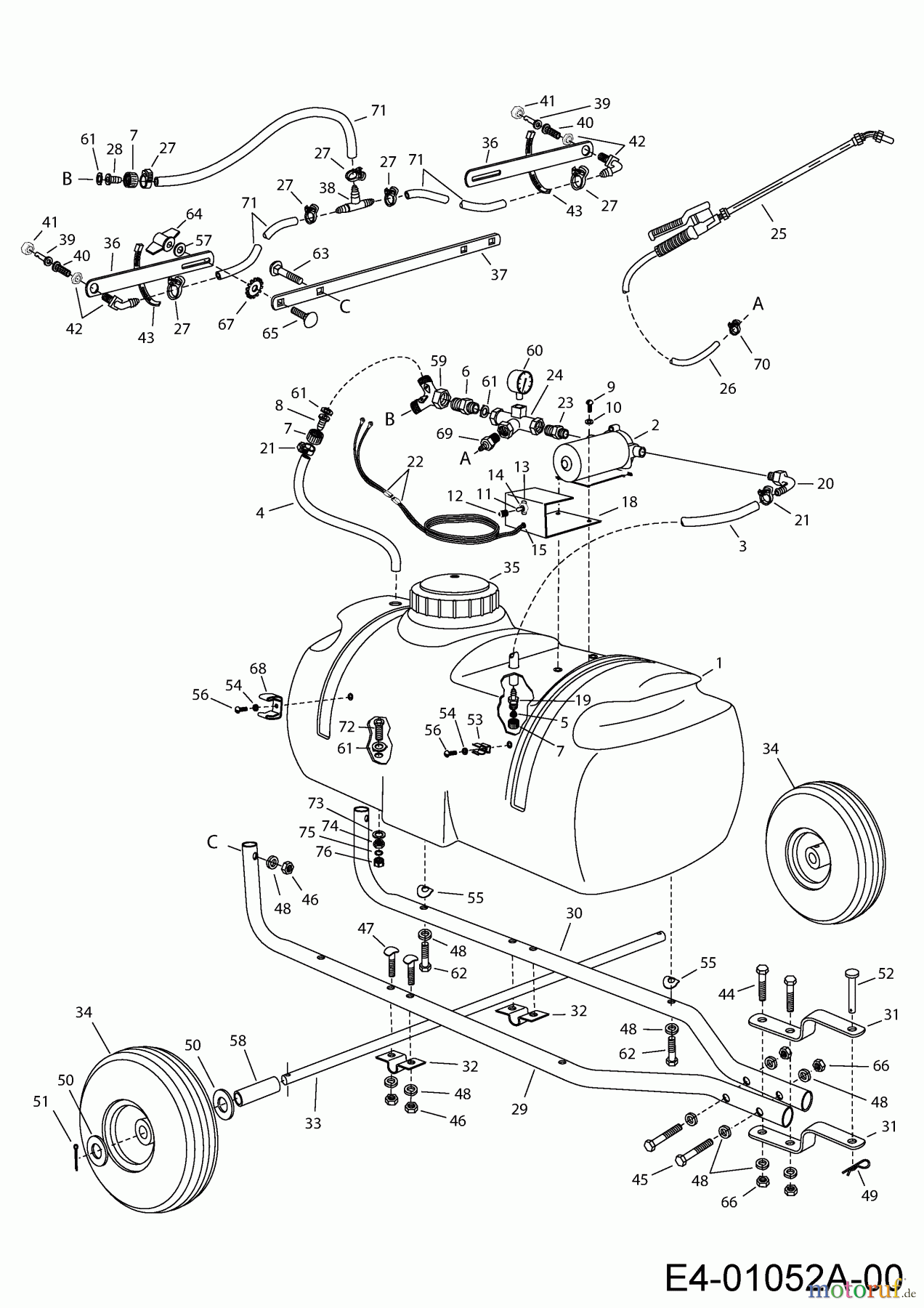  MTD Accessories Accessories garden and lawn tractors Sprayer 45-0293  (190-537-000) 190-537-000  (2001) Basic machine