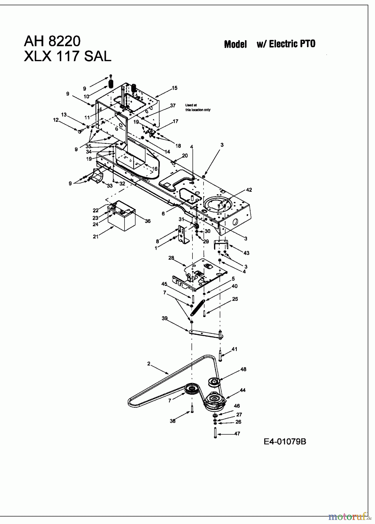  Yard-Man Garden tractors AH 8220 14BU804H643  (2004) Battery, Electric clutch, Frame