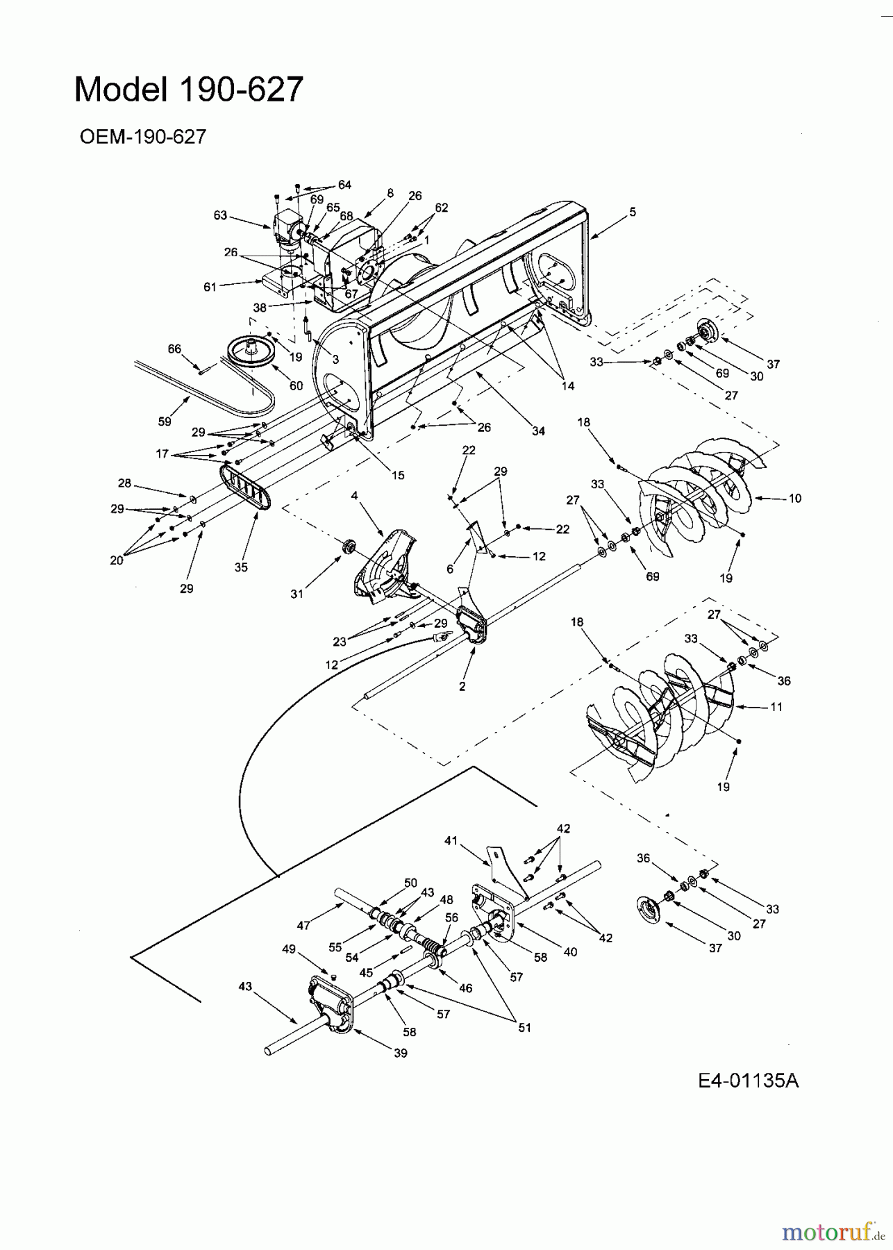  MTD Accessories Accessories garden and lawn tractors Snow throwers for 600 series boxframe OEM-190-627  (2004) Basic machine