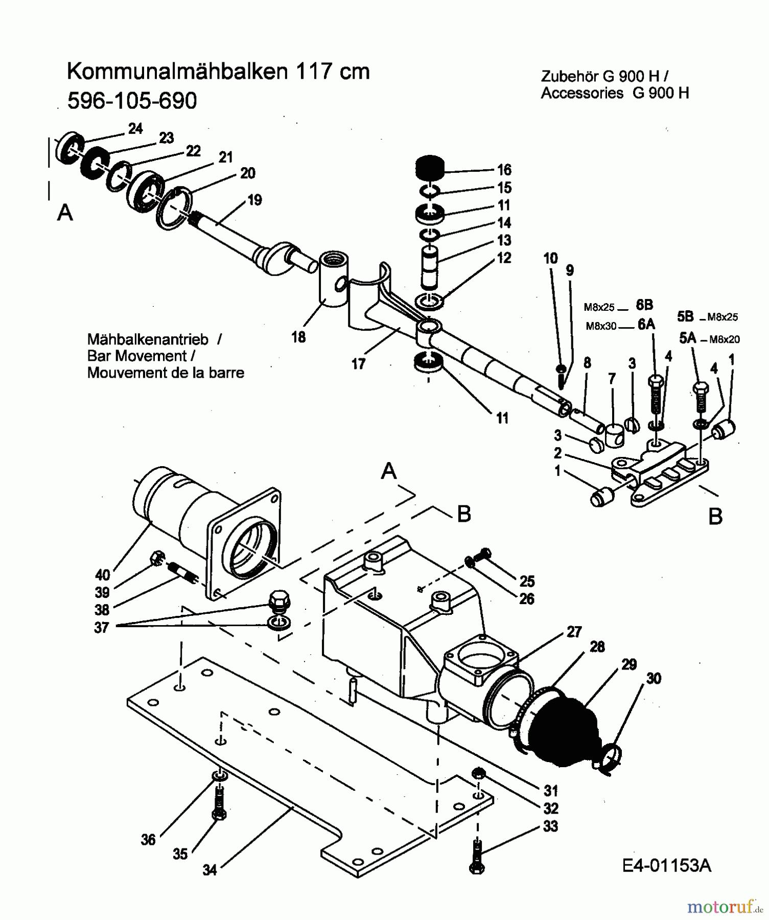  MTD Accessories Accessories multi purpose two wheel tractor Communal cutting bar 117cm for G 900 H 596-105-690  (2005) Bar movement