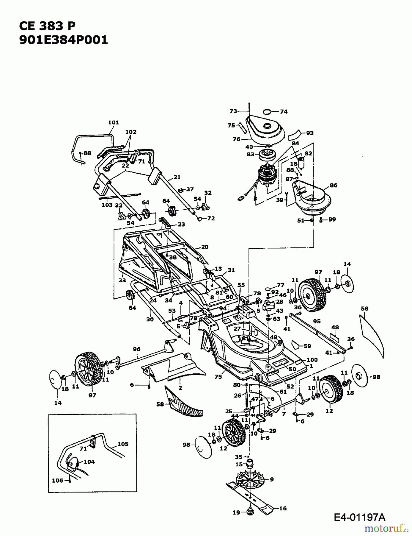  MTD Electric mower CE 383 P 901E384P001  (1995) Basic machine