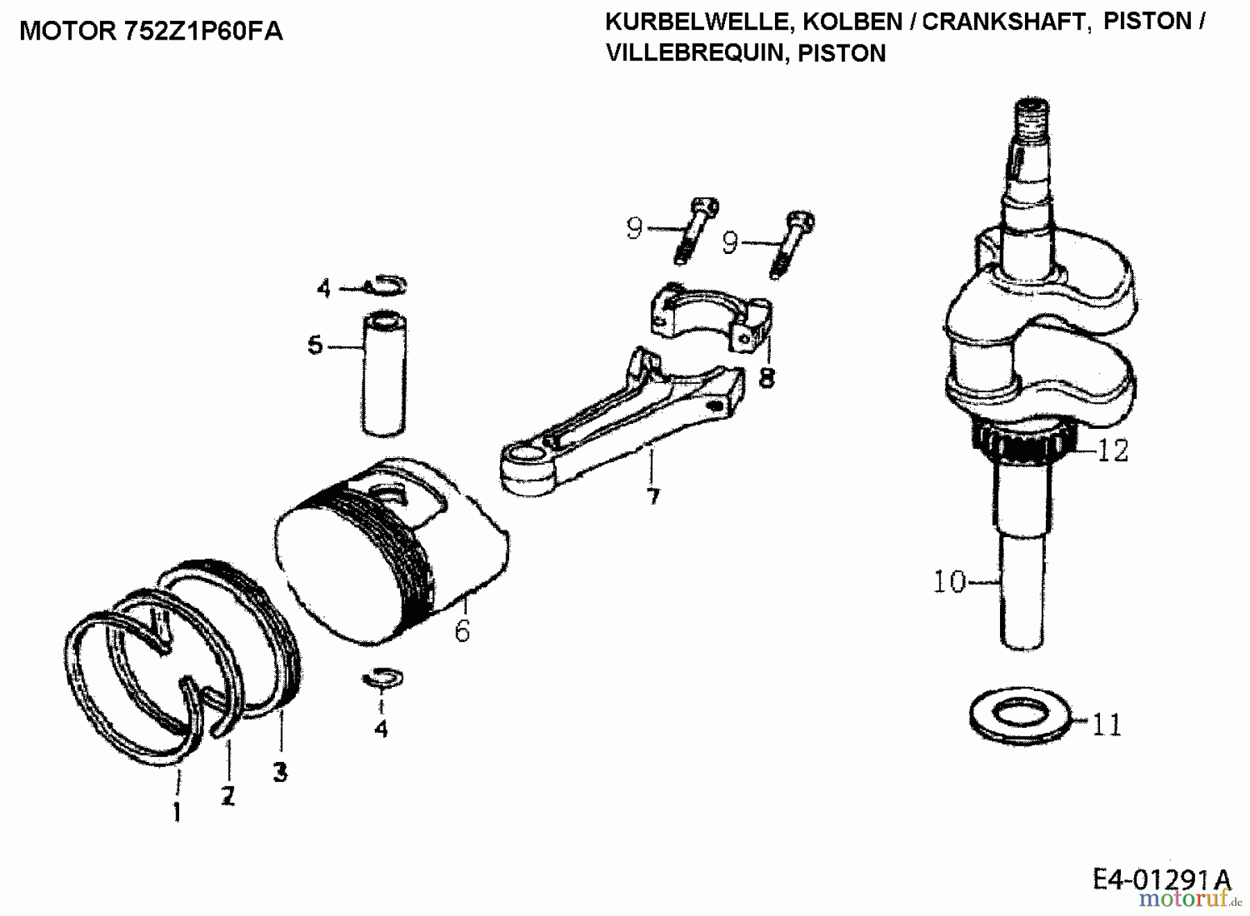  MTD-Engines Vertical 1P60FA 752Z1P60FA  (2005) Crankshaft