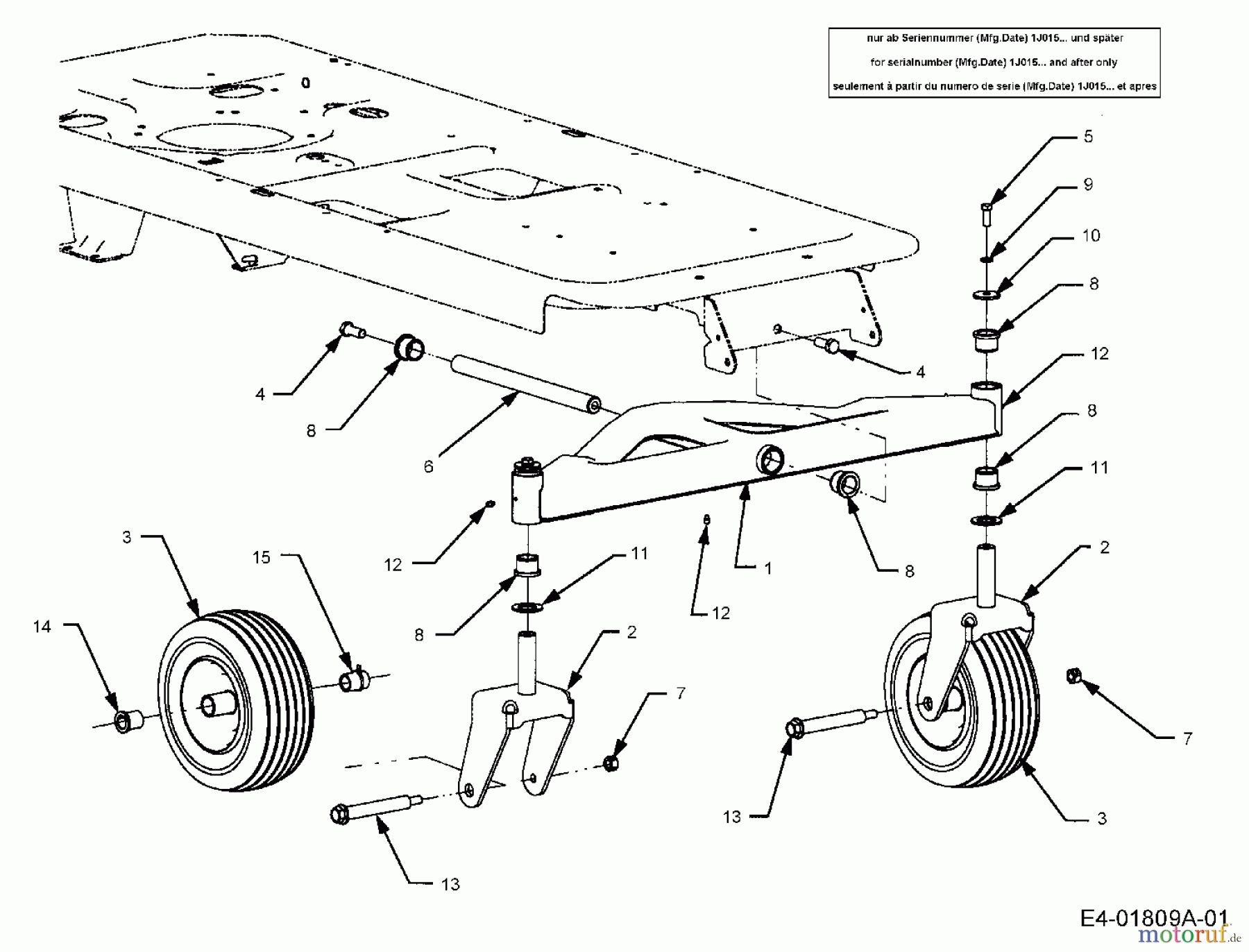  Cub Cadet Zero Turn RZT 42 17BA5B4G603  (2006) Front axle