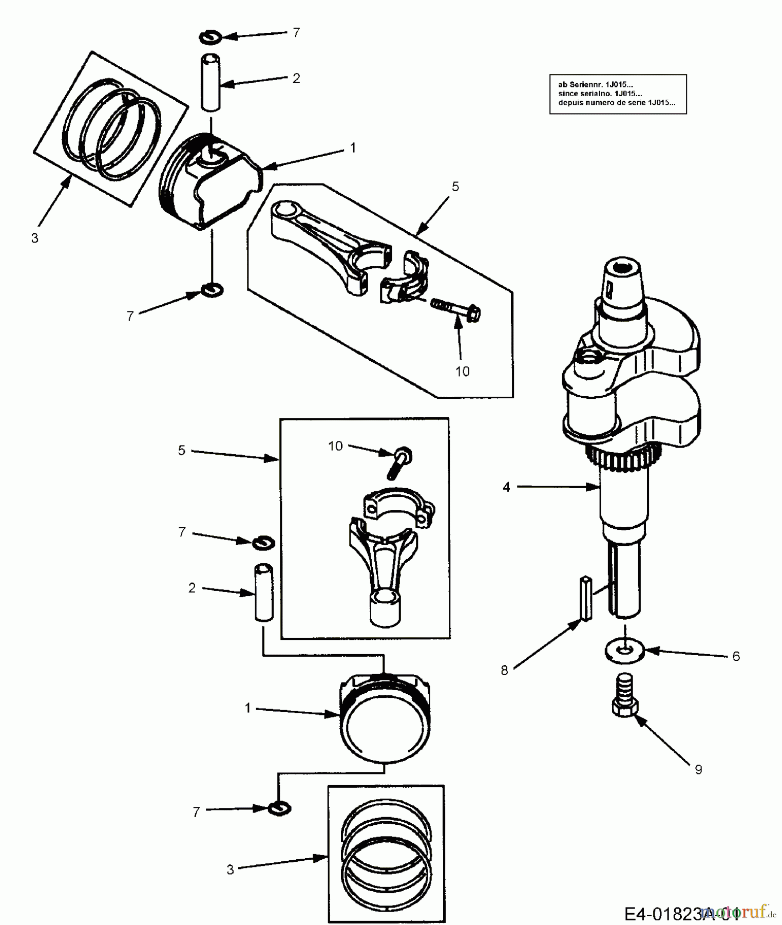  Cub Cadet Zero Turn RZT 50 17AA5D7P603  (2006) Piston, Crankshaft, Connecting rod