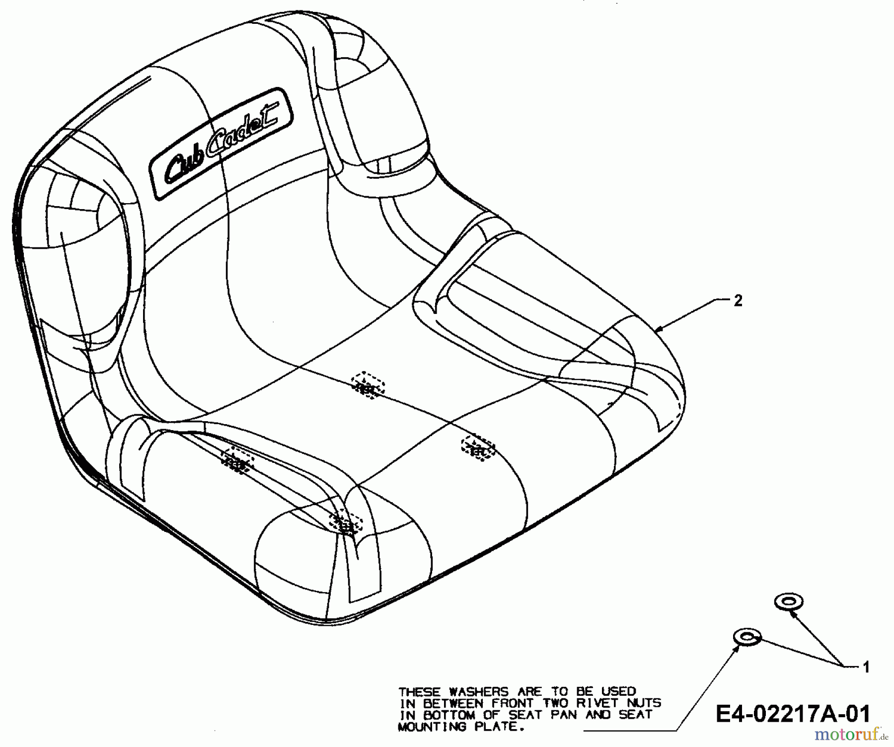  Cub Cadet Lawn tractors CC 1020 13AE11CG603  (2005) Seat to 07.01.2005