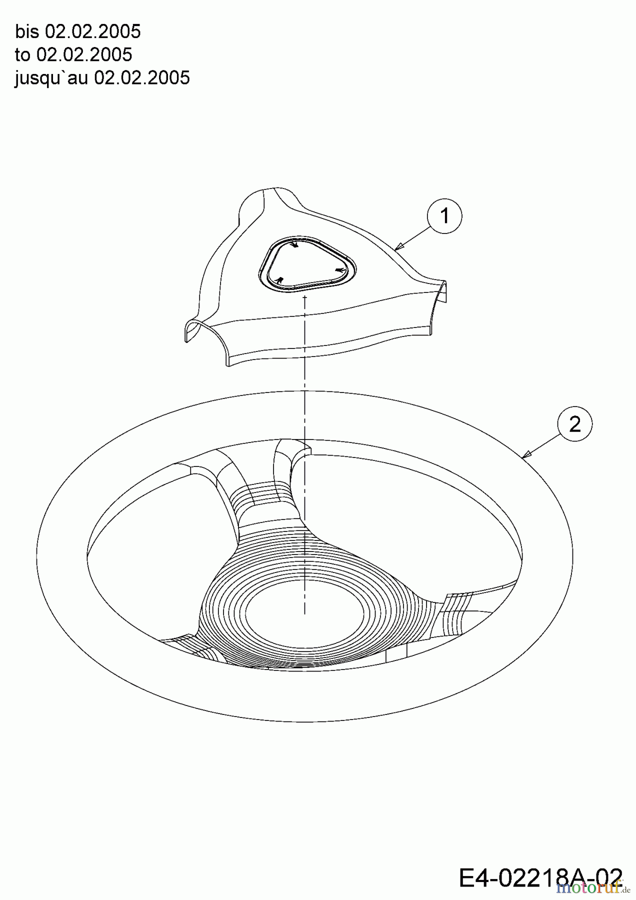  Cub Cadet Garden tractors GT 1223 14AP13CP603  (2005) Steering wheel to 02.02.2005